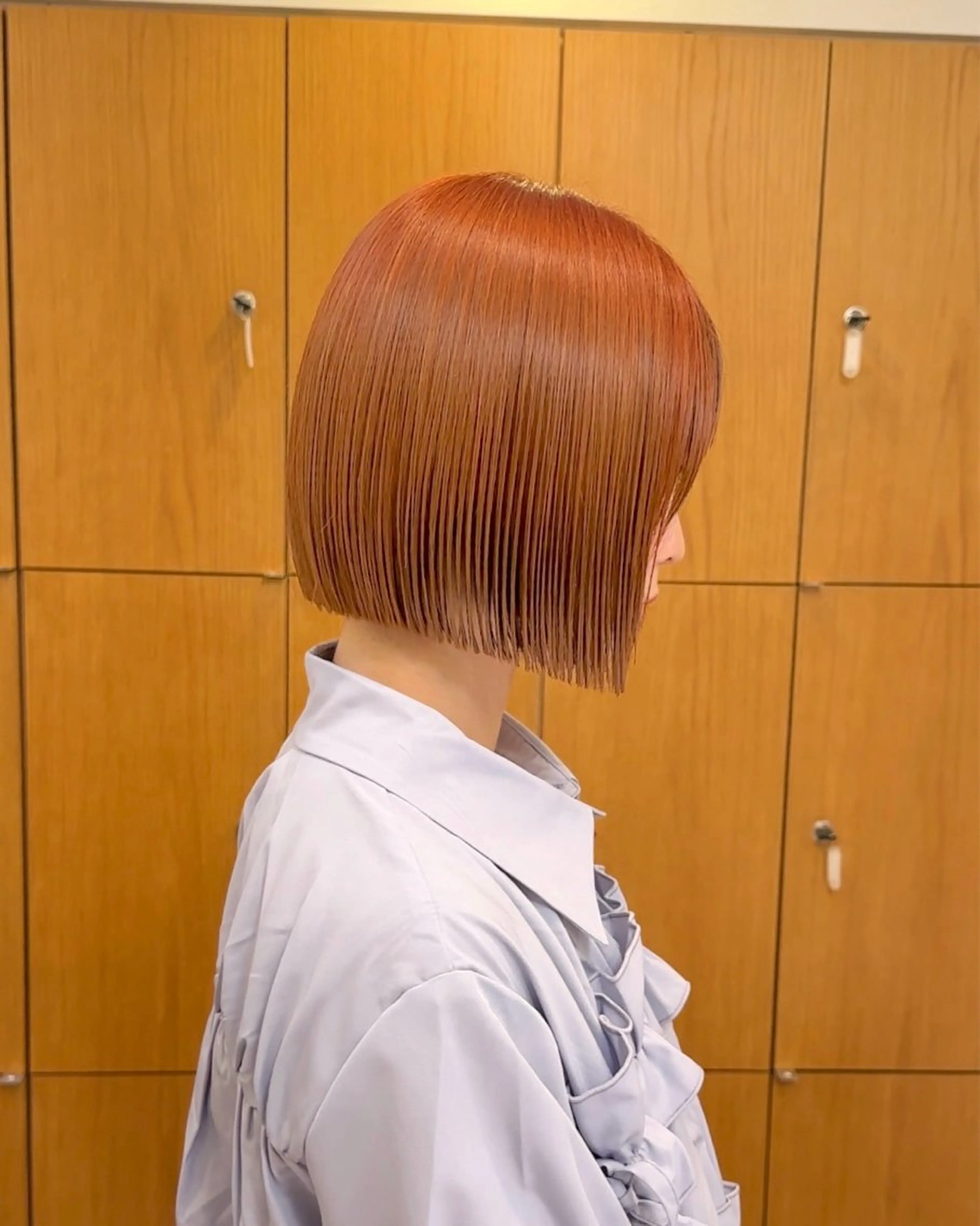 ショート カラー オレンジ ボブ カット ヘアカラー トリートメント リンダ所属・ボブ/ブリーチ 顔周り/すずきのヘアスタイル