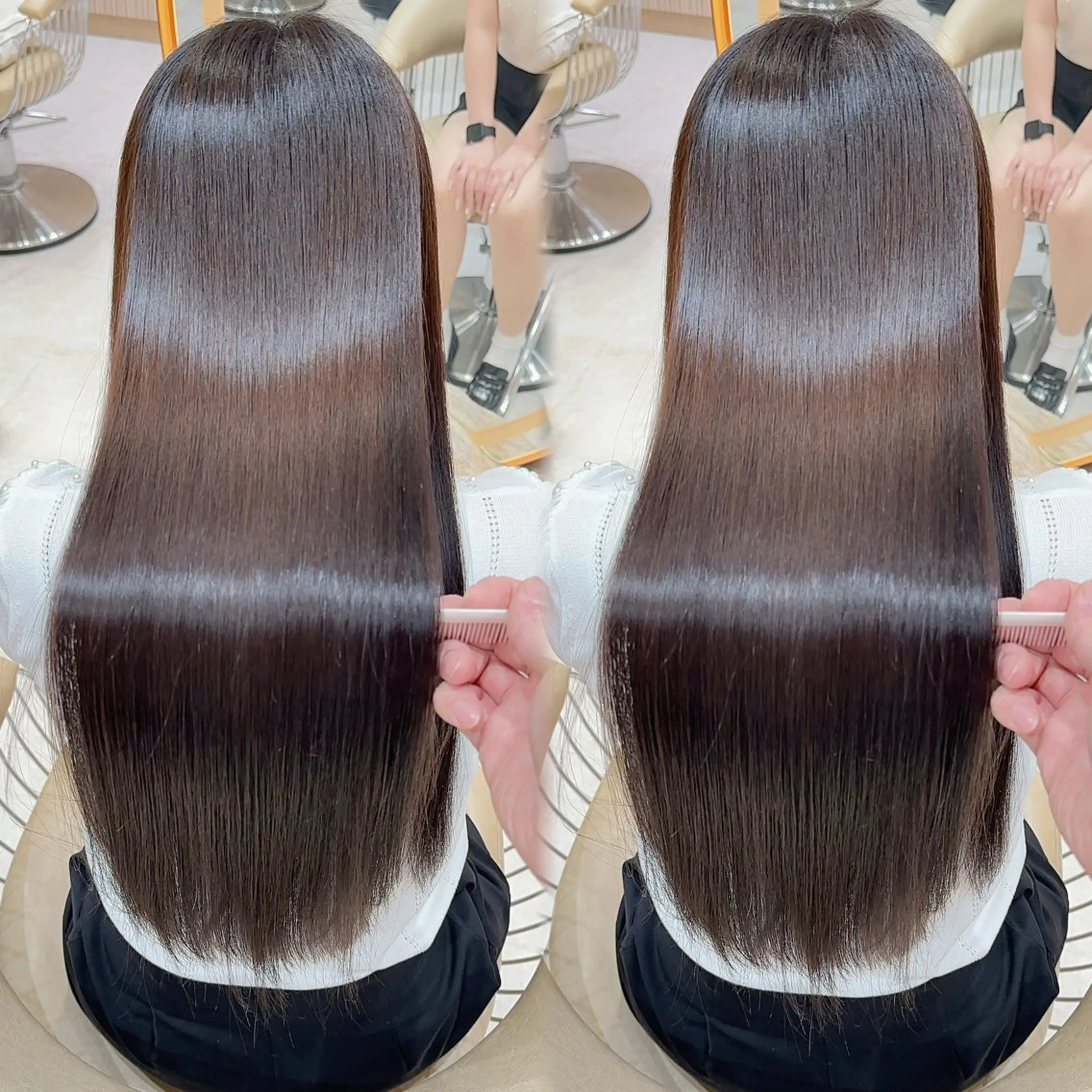 セミロング カラー カット ヘアカラー 縮毛矯正 レイヤー❣️縮毛矯正 川村利幸のヘアスタイル