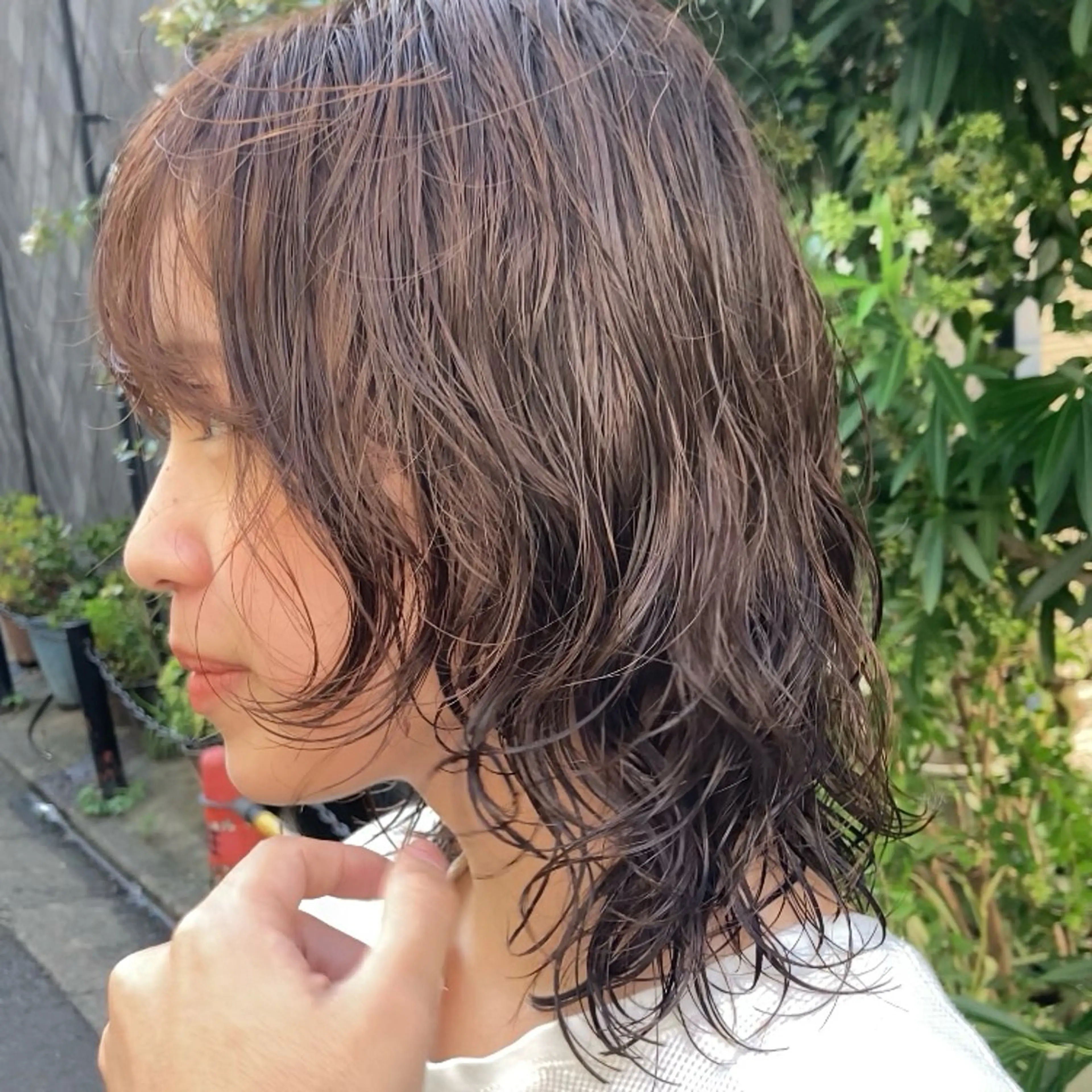 ミディアム パーマ ウルフレイヤー エクステ/kokiのヘアスタイル