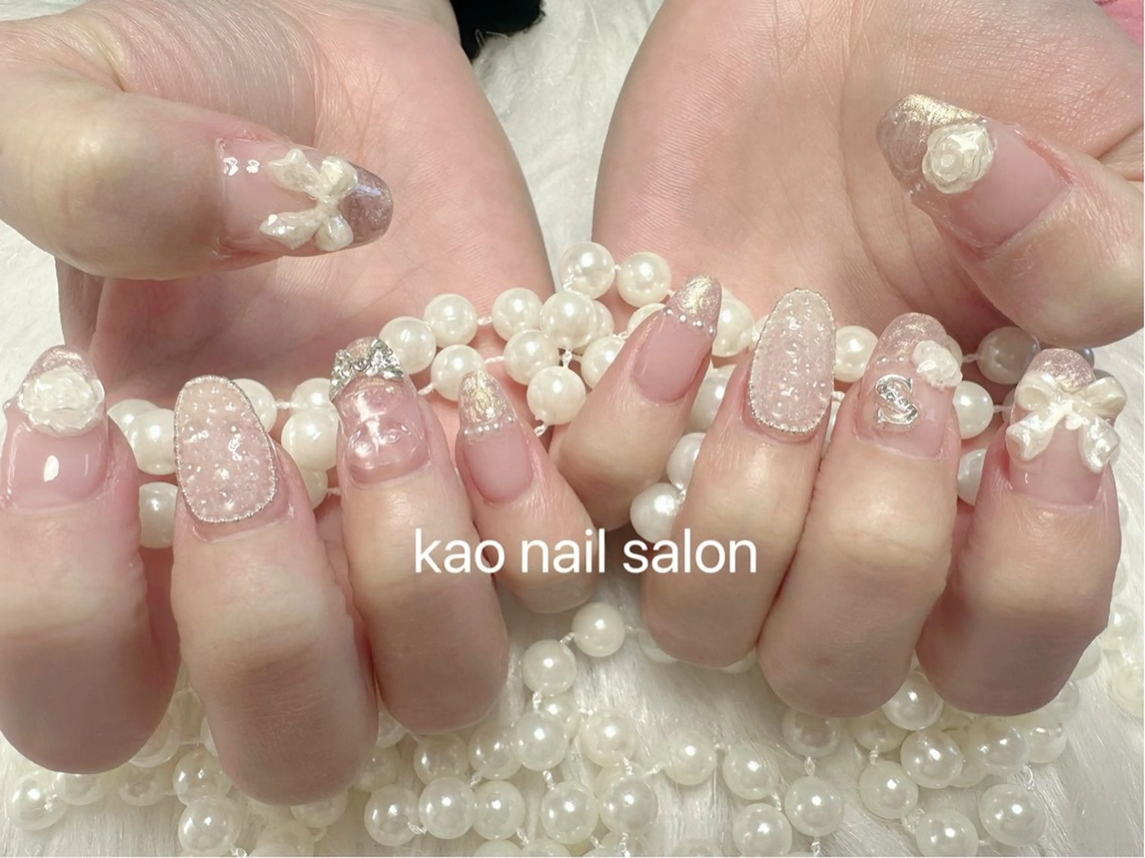 ネイル チークネイル 長さ出し フレンチネイル ジェルネイル ガラスフレンチ ハンドネイル kao nail マグネット/長さだしのネイルデザイン
