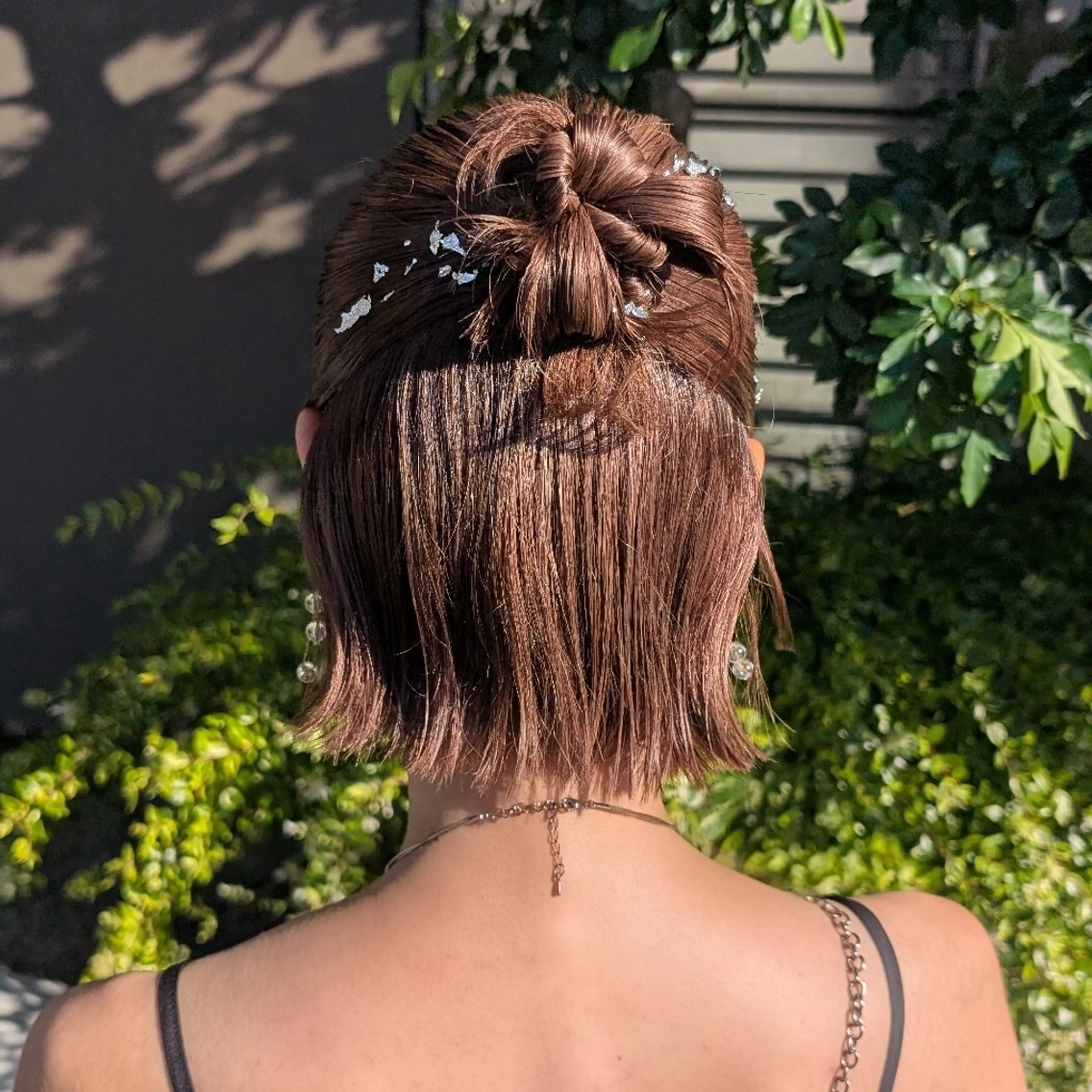 ヘアアレンジ ハーフアップ 結婚式・ブライダル ボブ 彩桜/艶カラー/小顔 に見せるカット✂のヘアスタイル