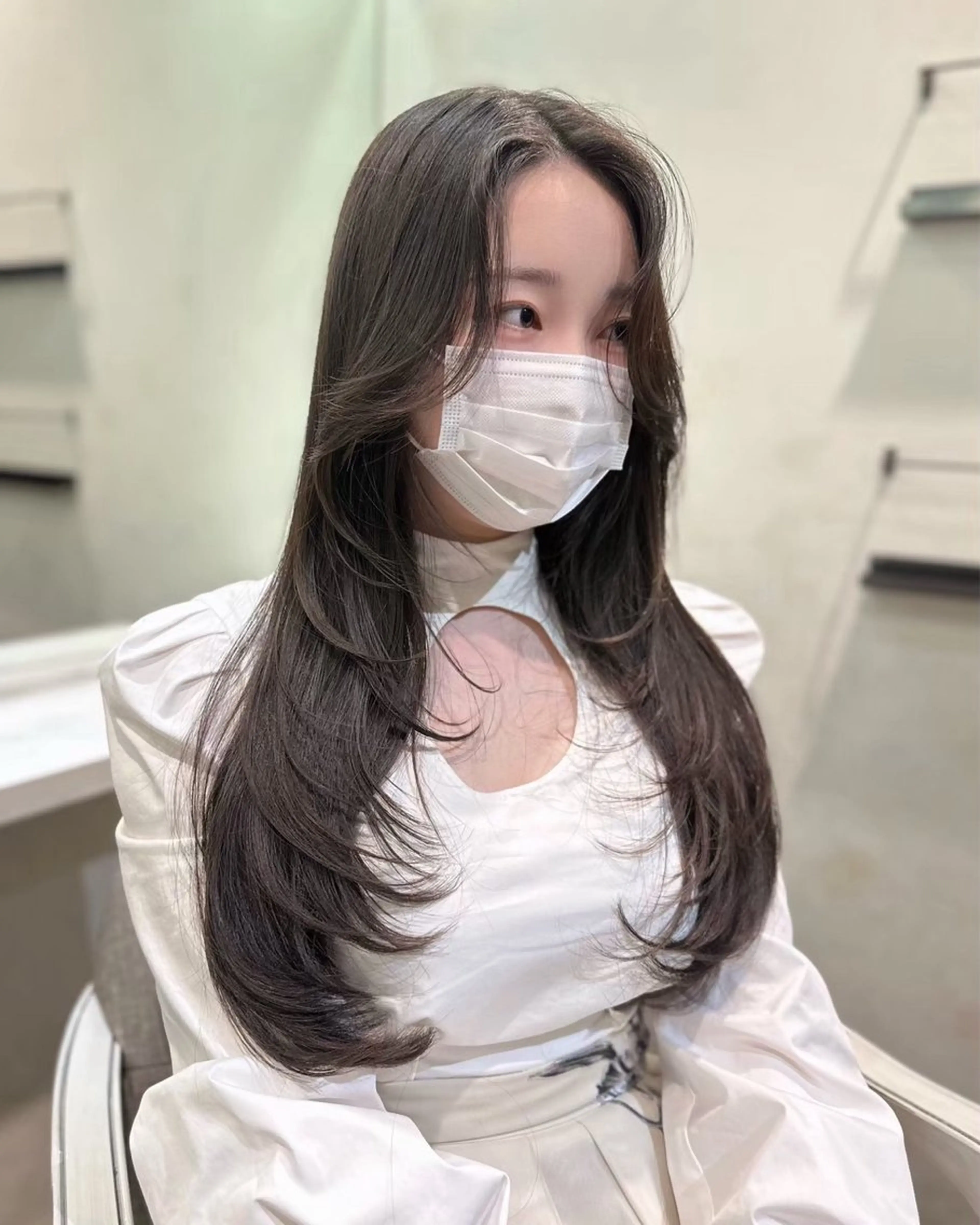 ロング アッシュ アッシュグレー ボブ くびれヘア 髪質改善 田中沙樹/韓国ヘア/ 束感まつげ/梅田のマツエク・マツパデザイン