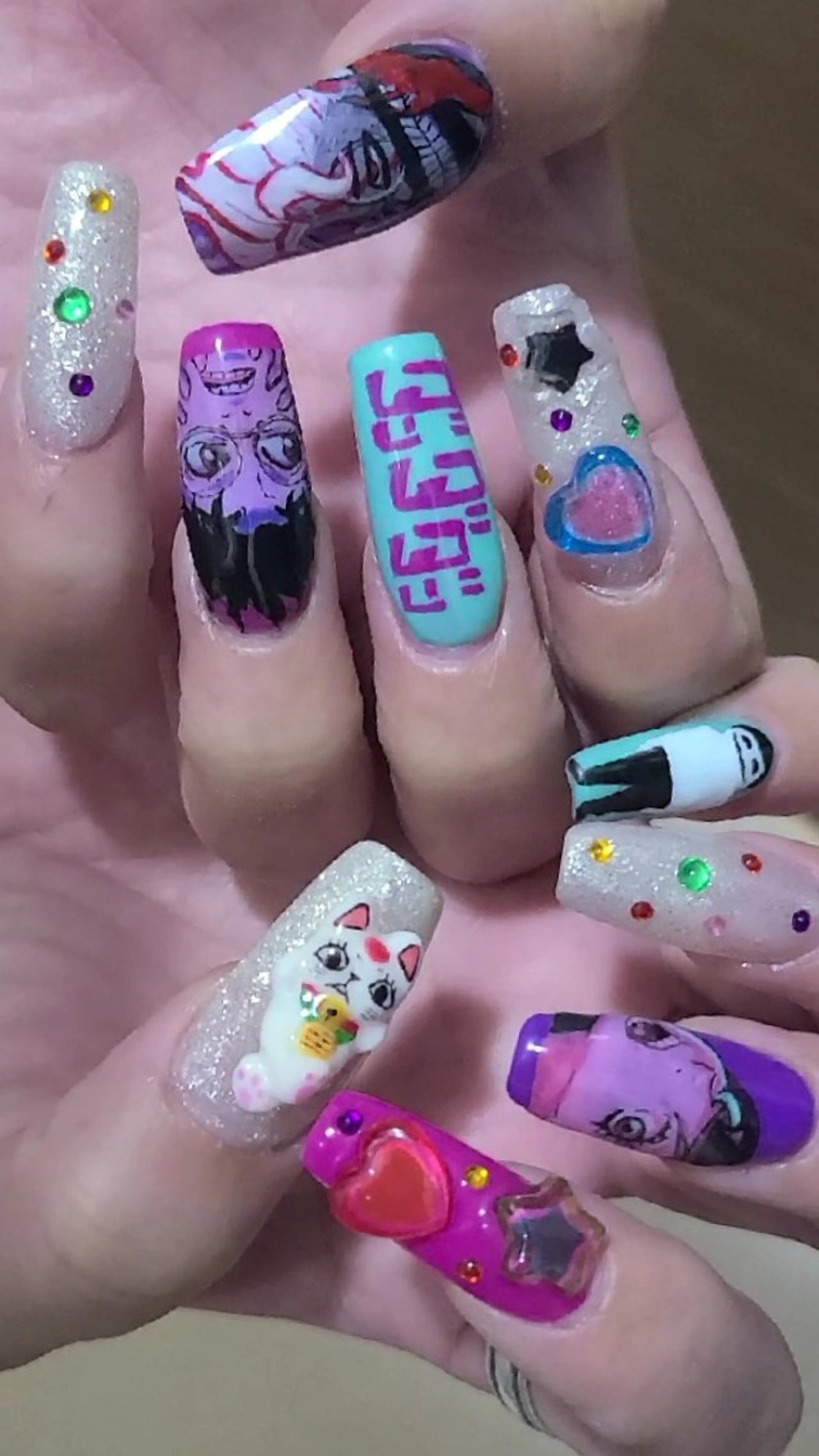 ネイル アートネイル キラキラネイル ラメ(グリッター) ロングネイル ピンク Nailroom3  古屋明美のネイルデザイン