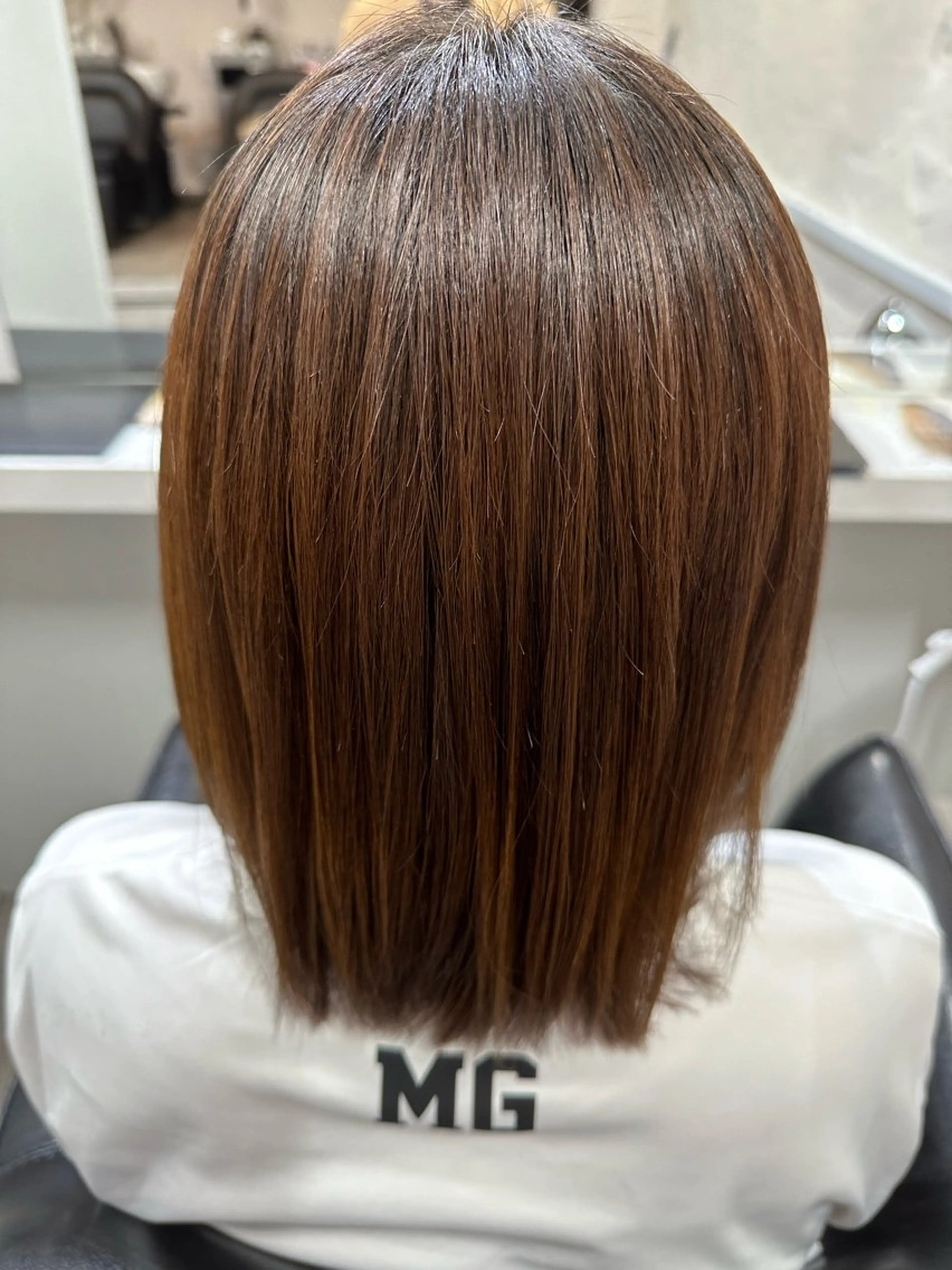 ミディアム 縮毛矯正 ハイライト/ ブリーチ😈小倉😈のヘアスタイル