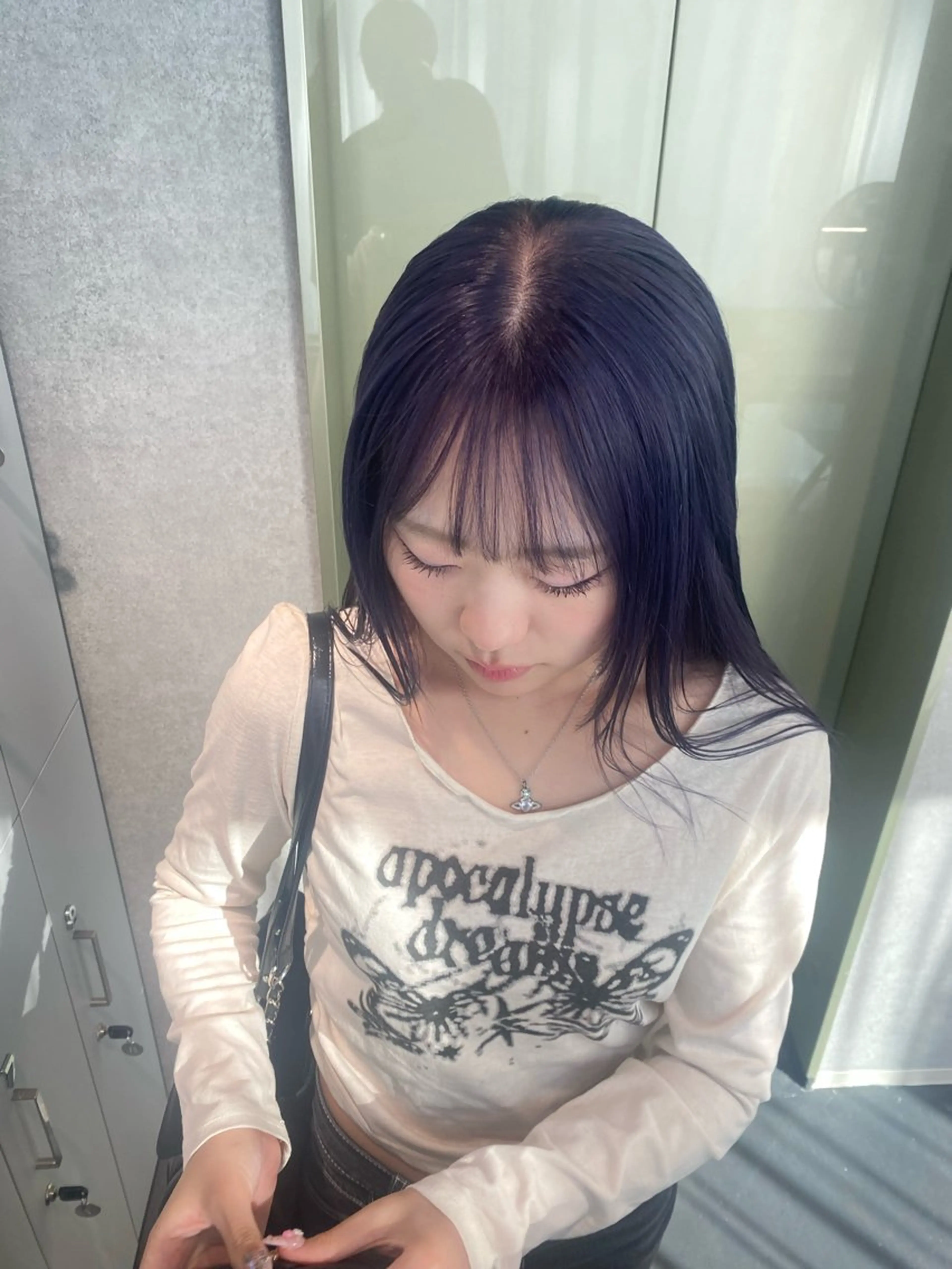 ロング カラー ブルーカラー ブルーパープル パープルカラー 学生 rilas博多所属・博多JYUI/ウルフ ハイトーン/デザインのヘアスタイル