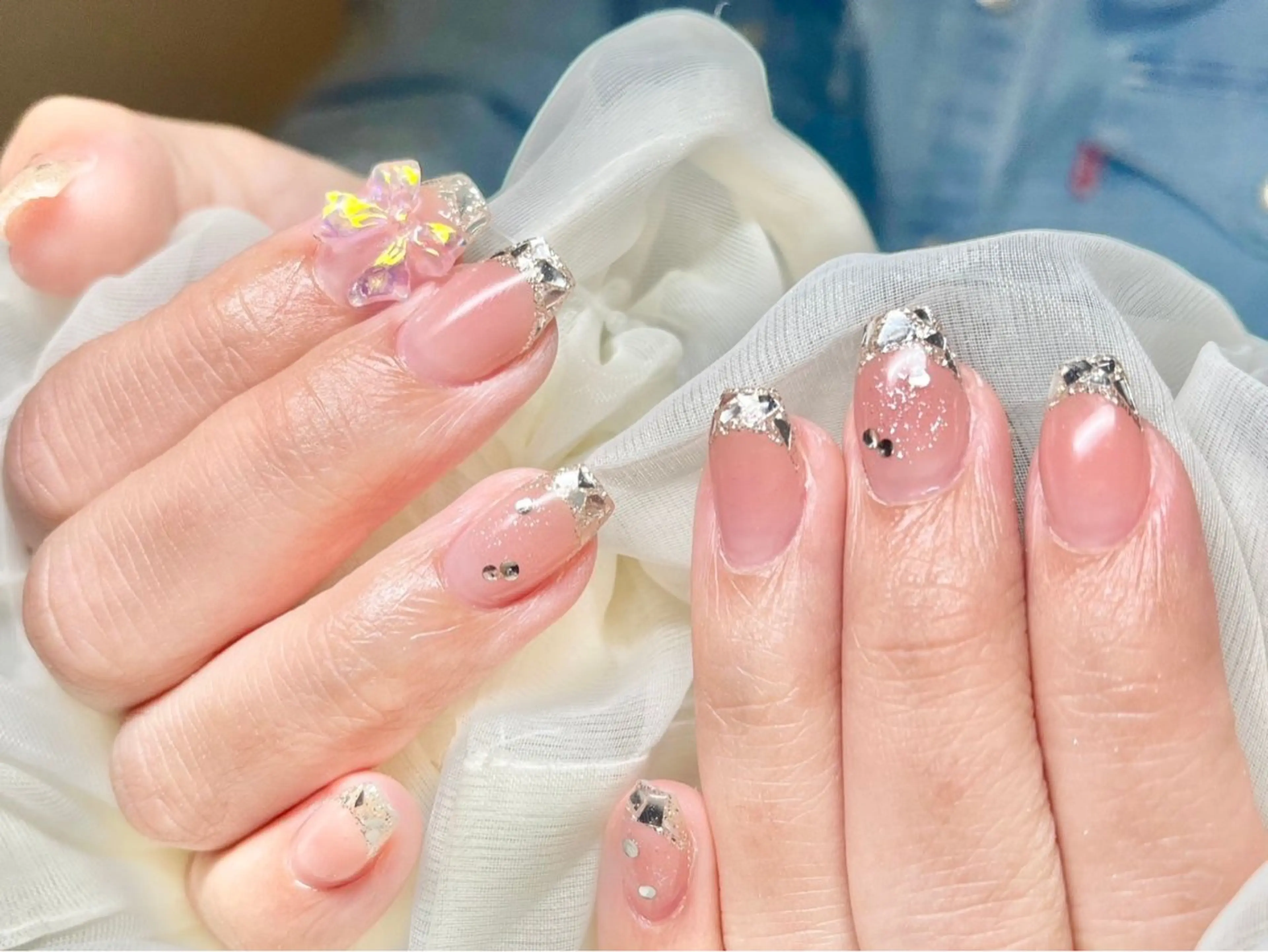ネイル 長さ出し フレンチネイル ジェルネイル グラデーション 韓国ネイル ハンドネイル Nail&eye Belire 新宿のネイルデザイン