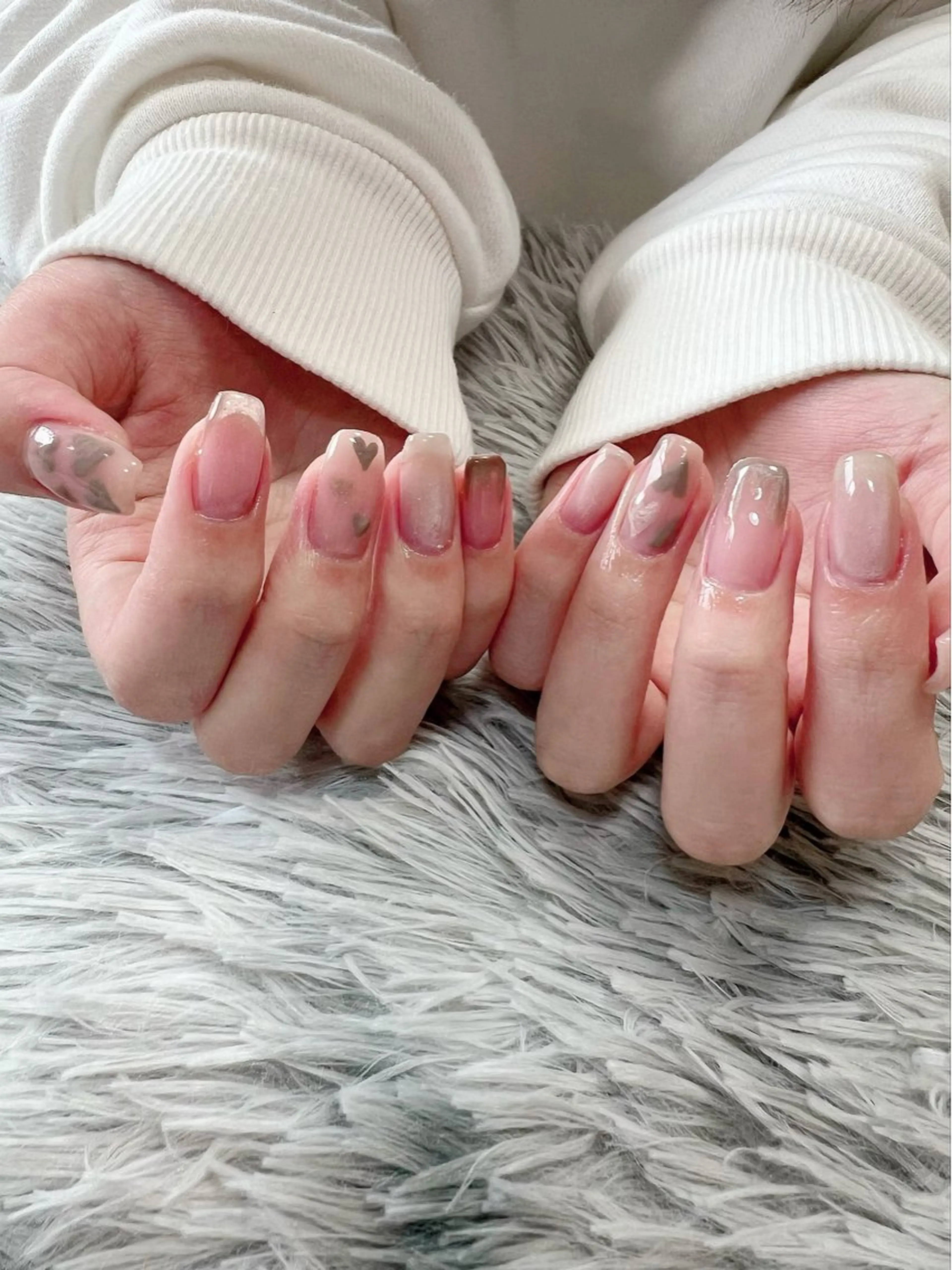 ネイル アートネイル ジェルネイル ハート マグネットネイル バレンタイン ハンドネイル シェヌネイル JURAのネイルデザイン