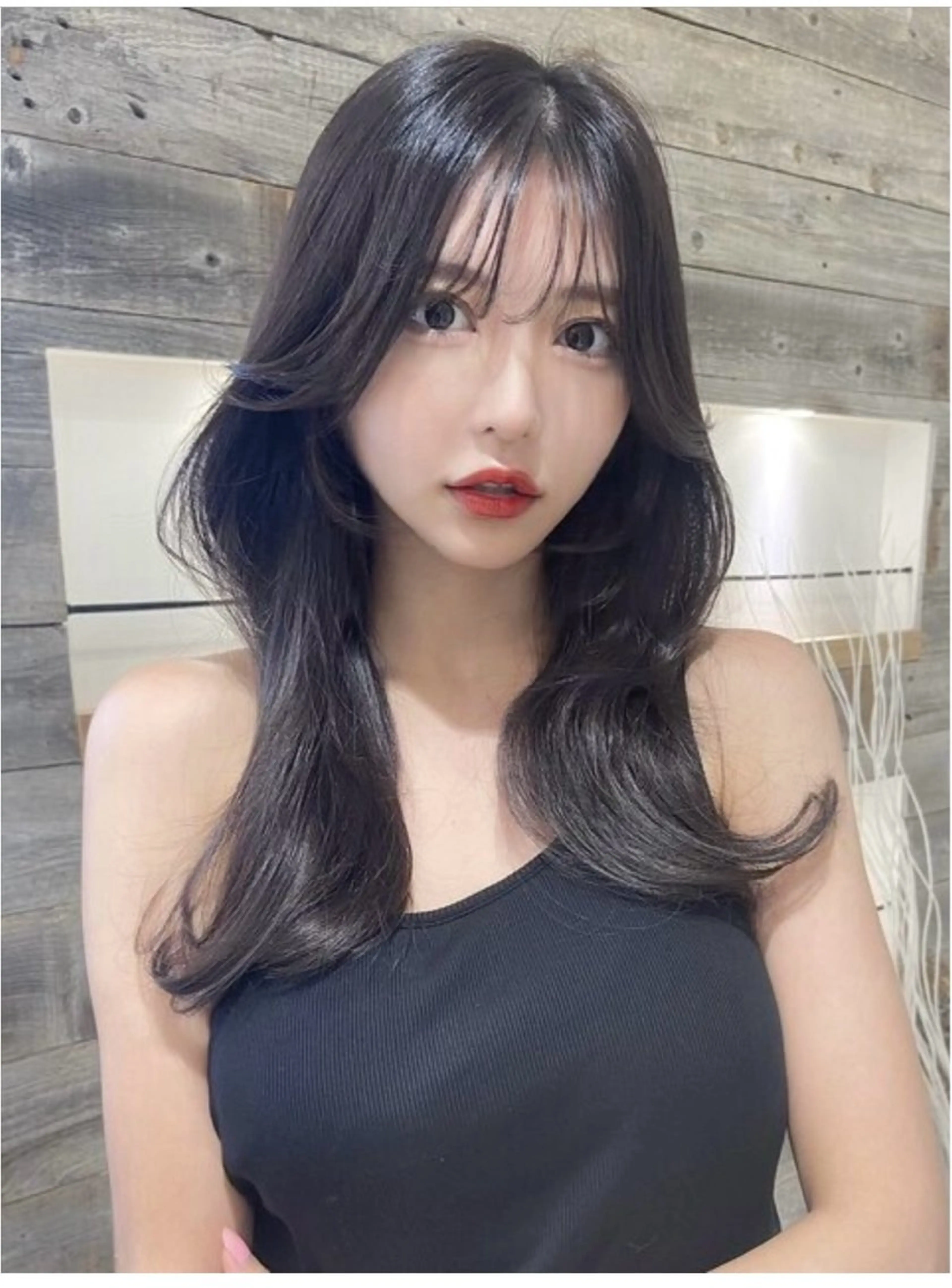 ロング 女性らしいモテヘア 韓国ヘアhikariのヘアスタイル