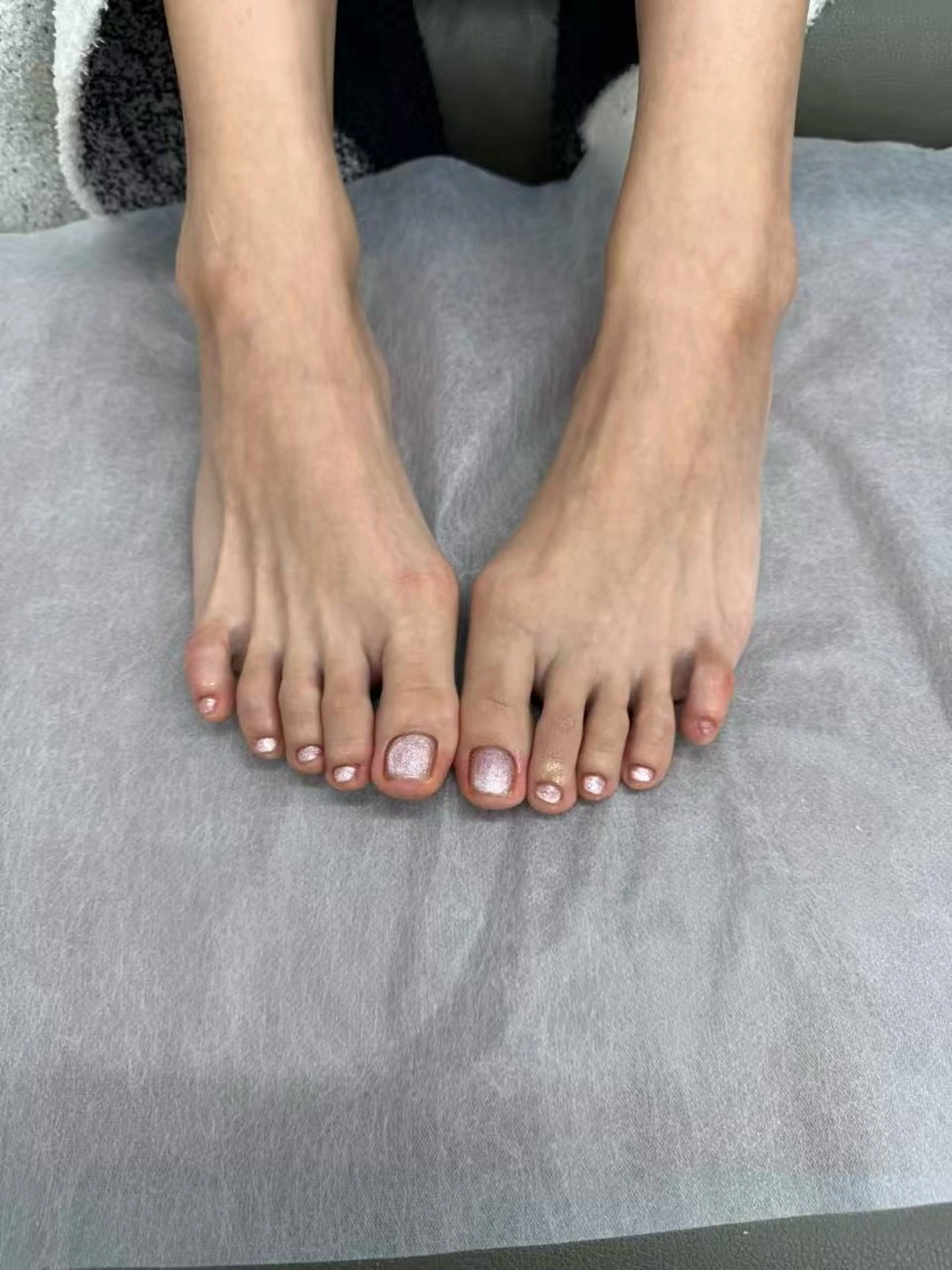 ネイル チークネイル フットネイル フレンチネイル ジェルネイル ガラスフレンチ 柚子 Nikoのネイルデザイン