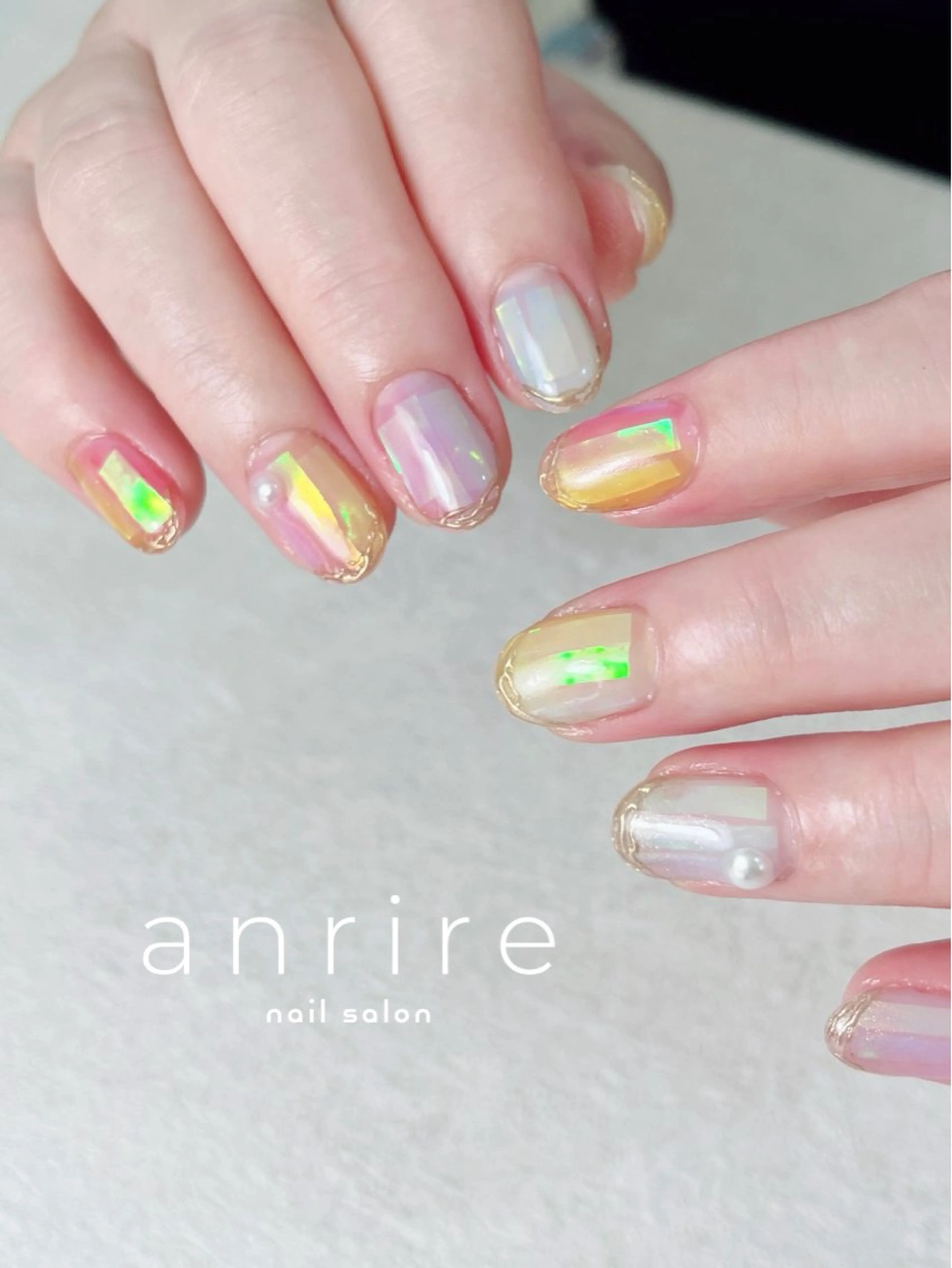 ネイル オーロラネイル ジェルネイル キラキラネイル ミラーネイル パラジェル ハンドネイル nail salon anrire〜アンリール〜所属・nailsalon anrireのネイルデザイン