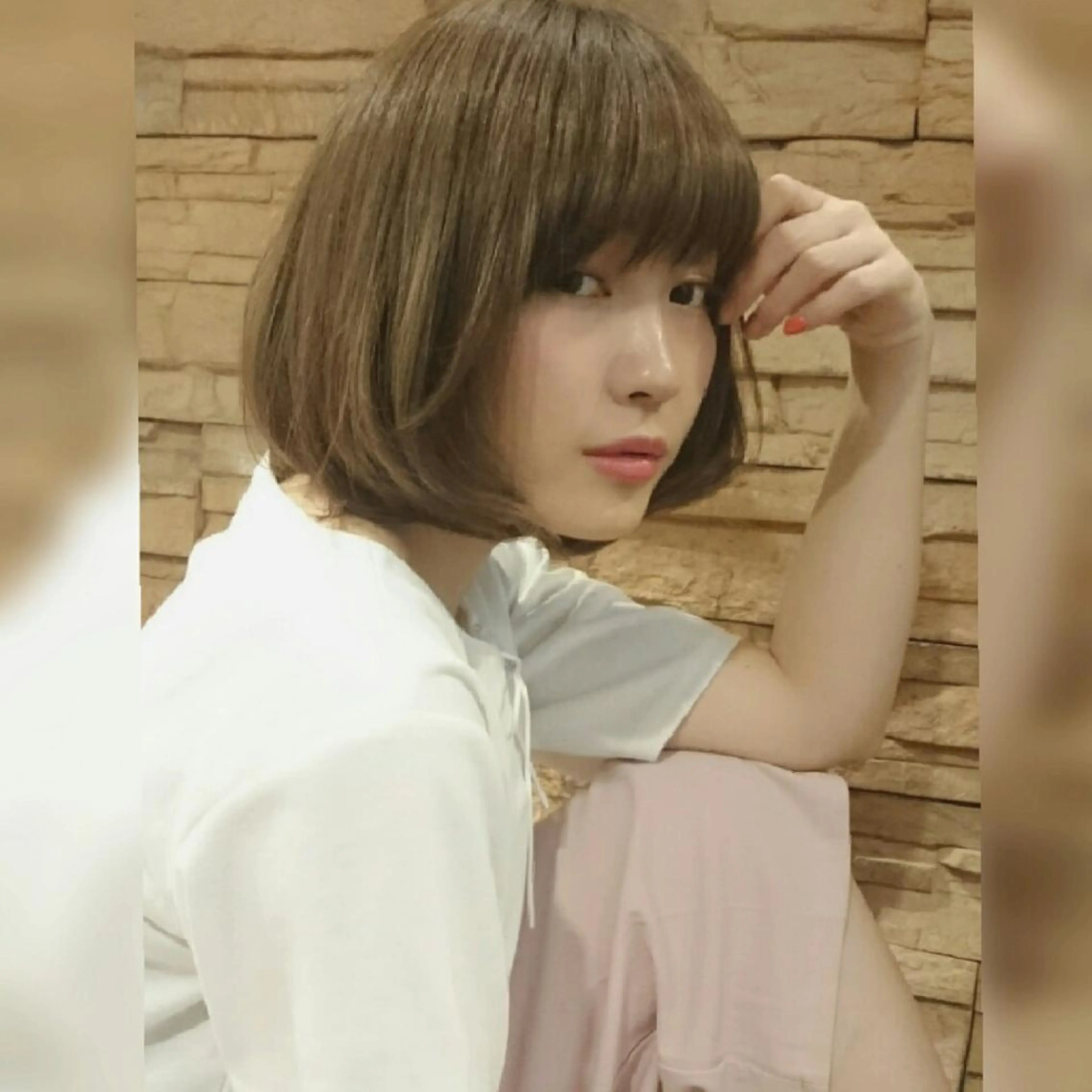 ミディアム カラー ボブ ma cherie 　naoのヘアスタイル