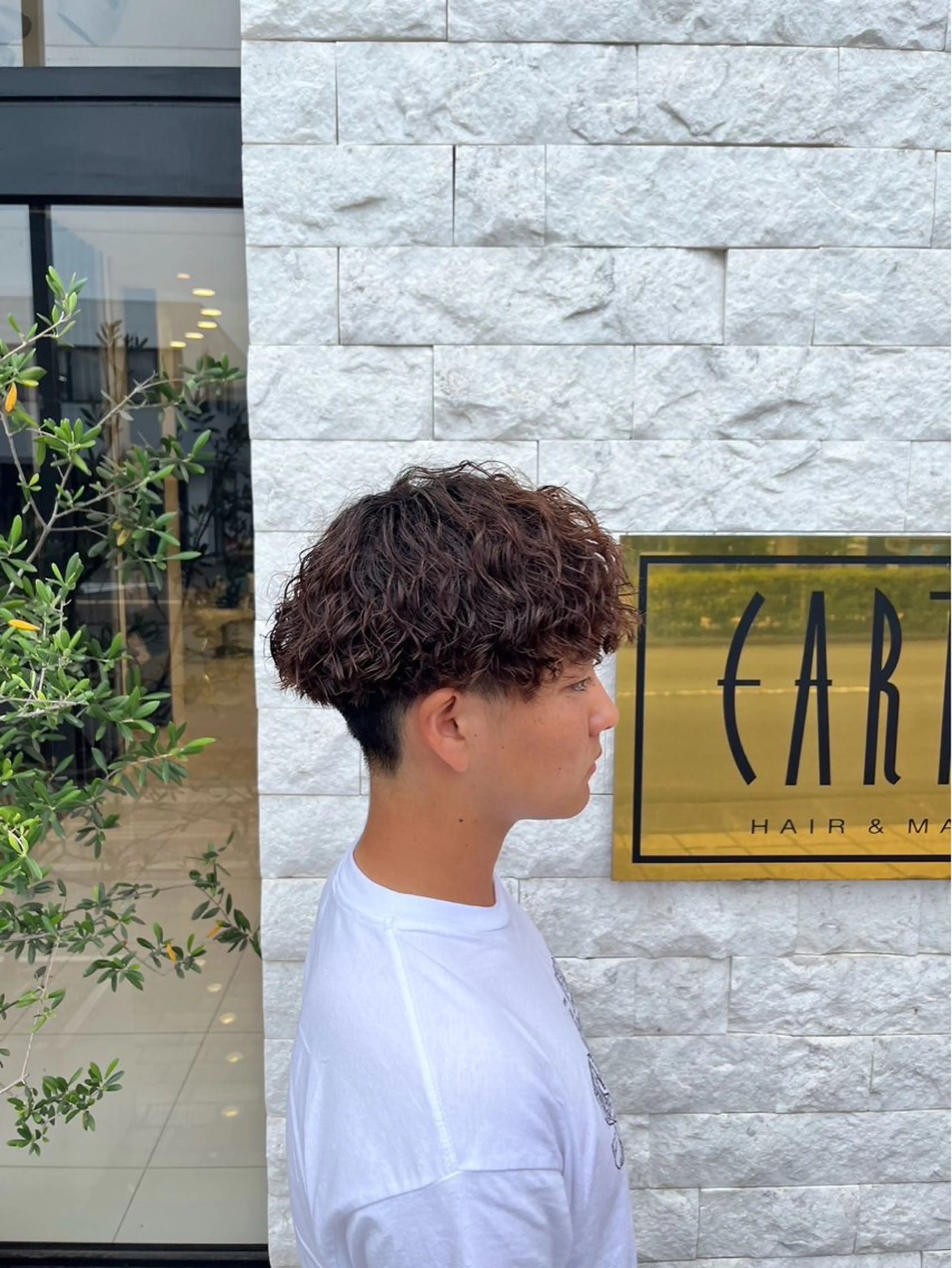 パーマ メンズ カット パーマ ブリーチ/暖色カラー 宮城陽日のヘアスタイル