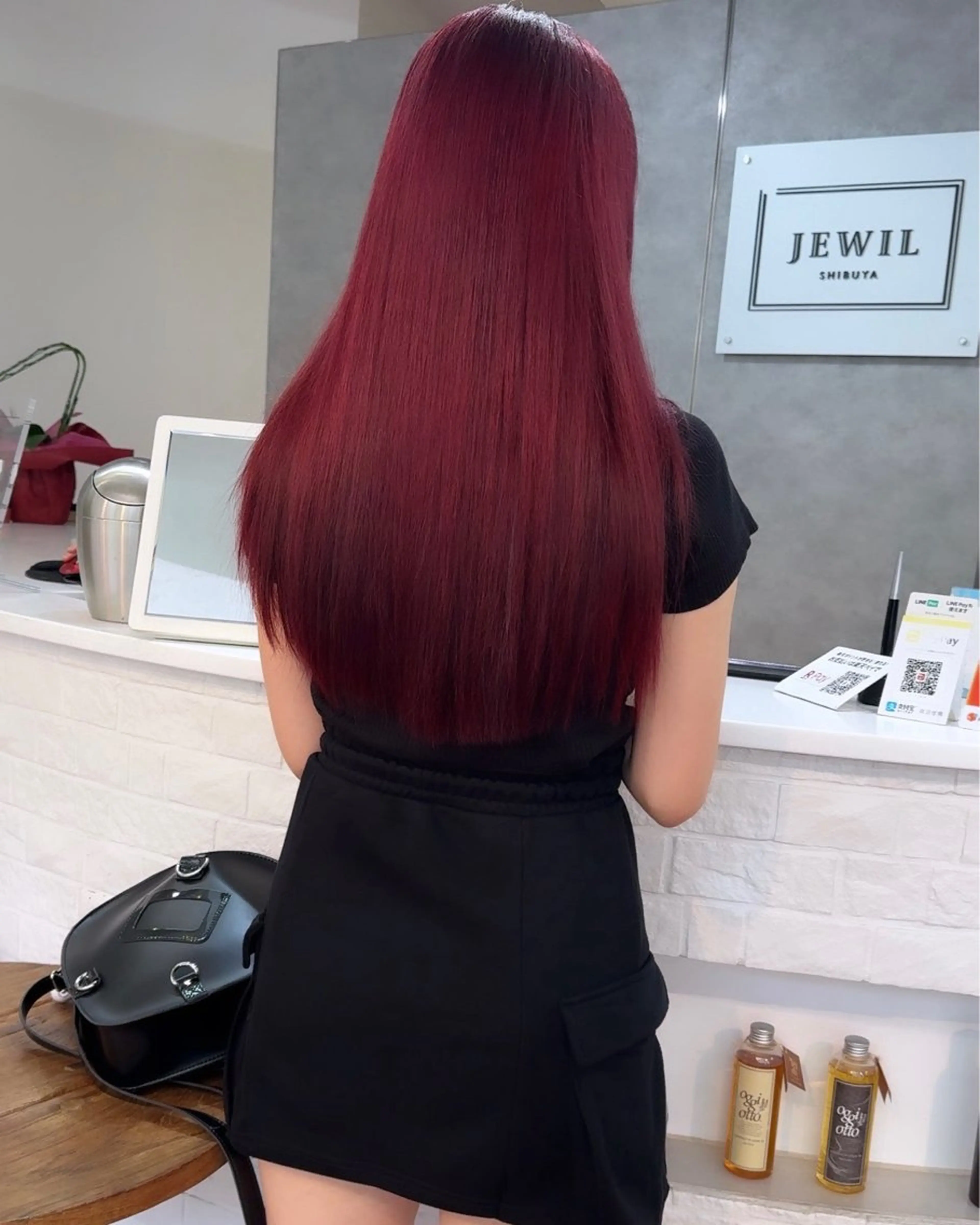 ロング カラー ブリーチ ブリーチなしカラー ピンクカラー ブリーチなしピンク 縮毛艶髪矯正/吉村のヘアスタイル