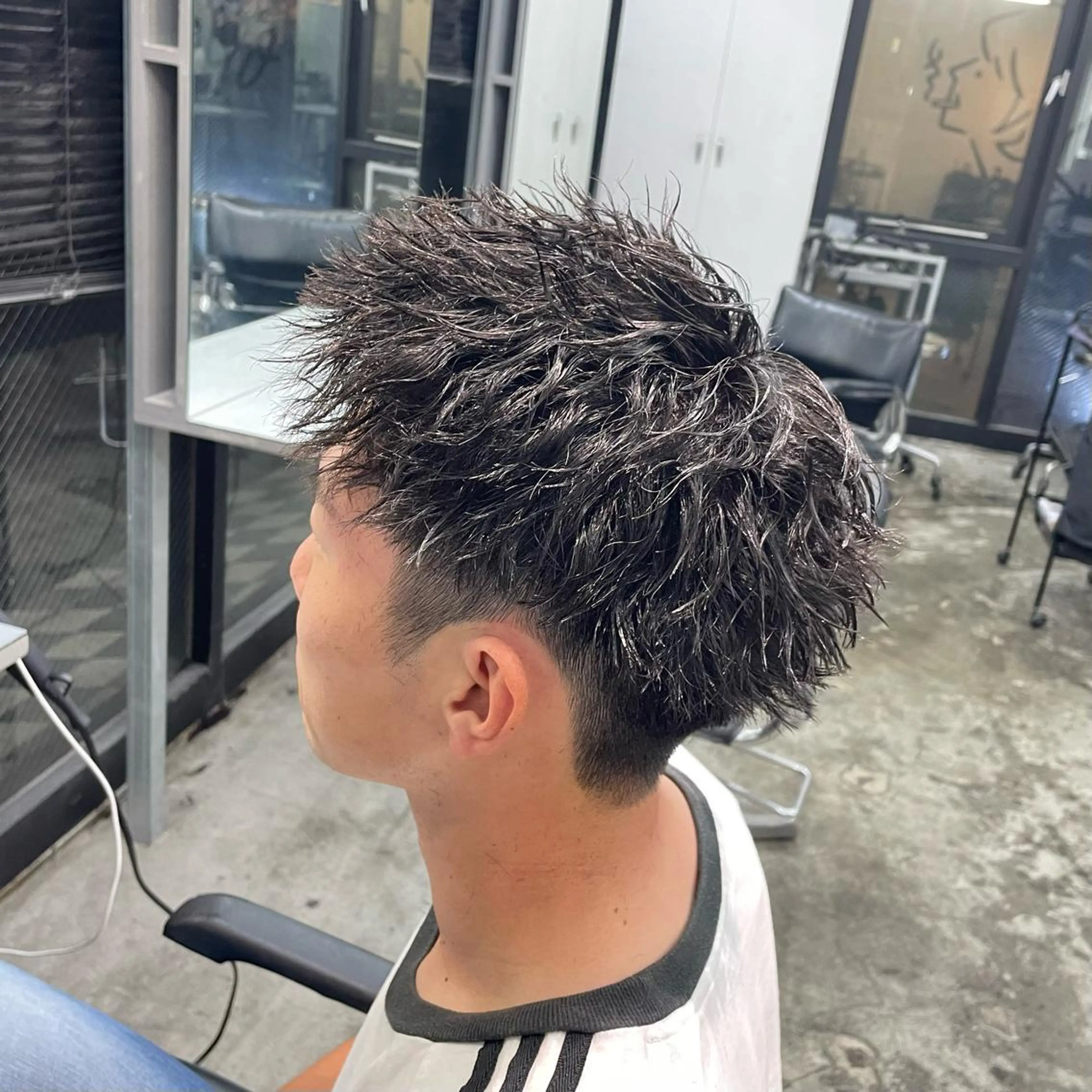 ショート パーマ メンズ アップバング カット パーマ メンズ特化美容師/ 藤戸 椋のヘアスタイル