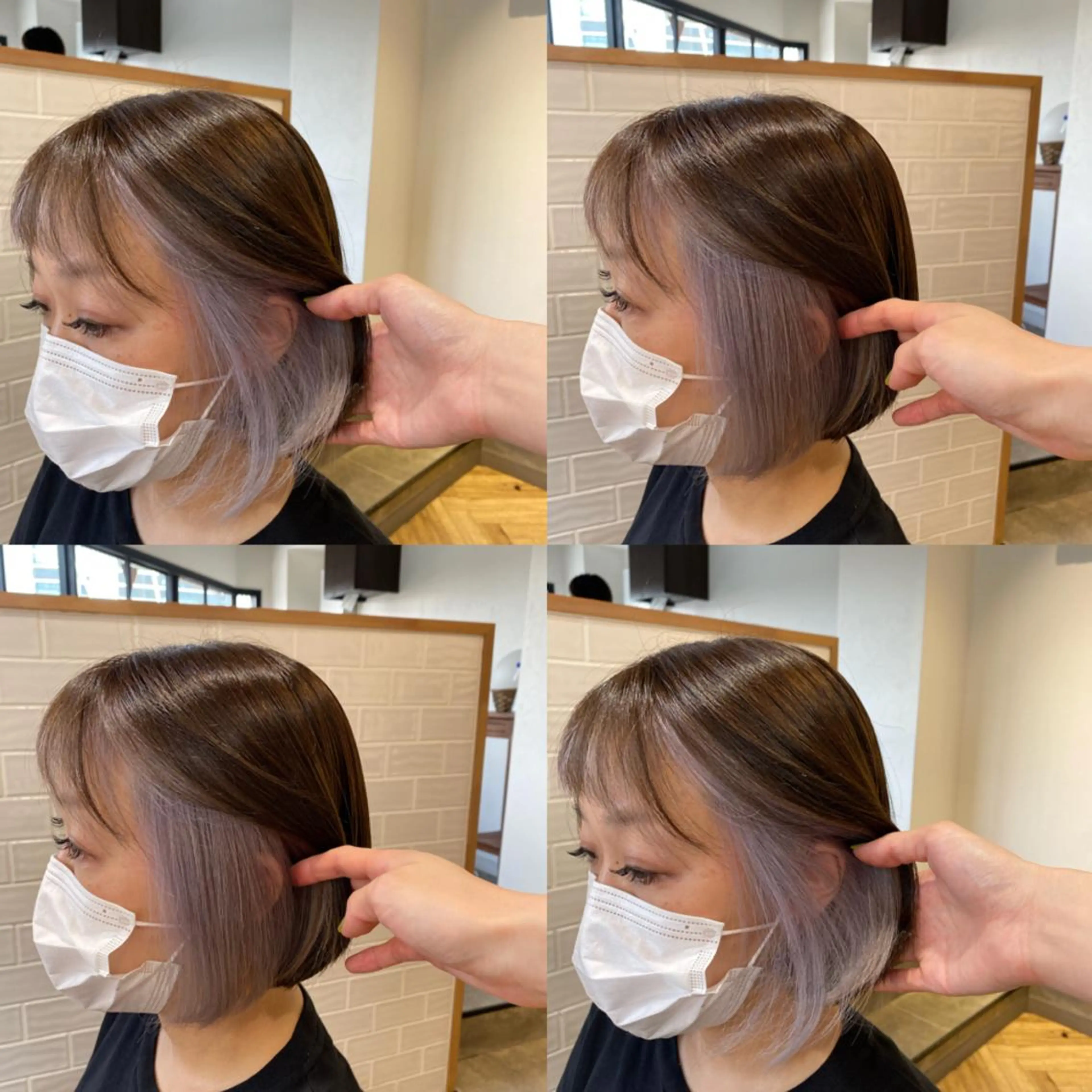 ミディアム カラー ブリーチ ラベンダーカラー シルバー 艶カラー/韓国顔周り 🎀mamiのヘアスタイル