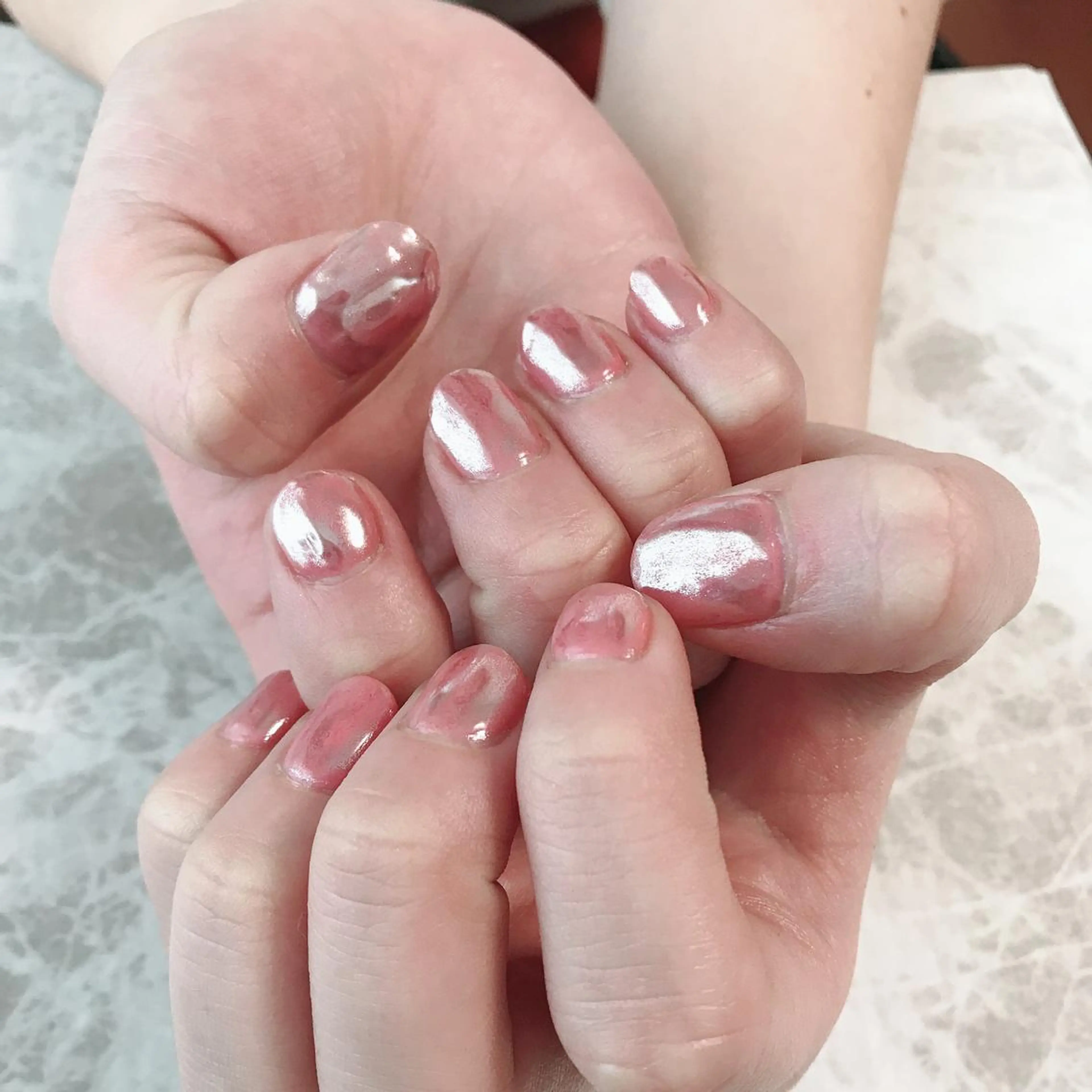 ネイル ミラーネイル ワンカラーネイル ピンク 春ネイル sereha nailのネイルデザイン