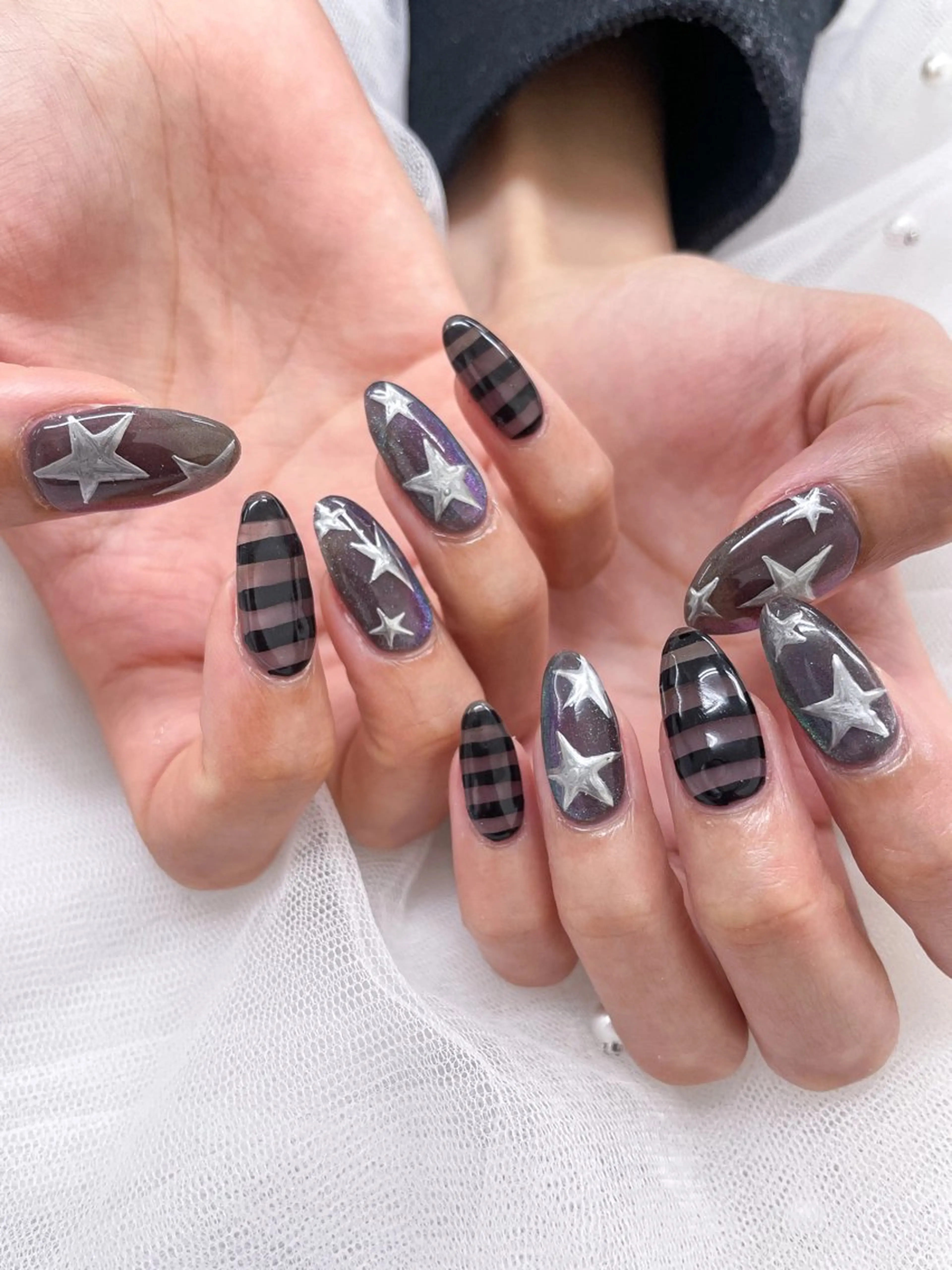 ネイル ボーダー マグネットネイル ハンドネイル 五十嵐 美智のネイルデザイン