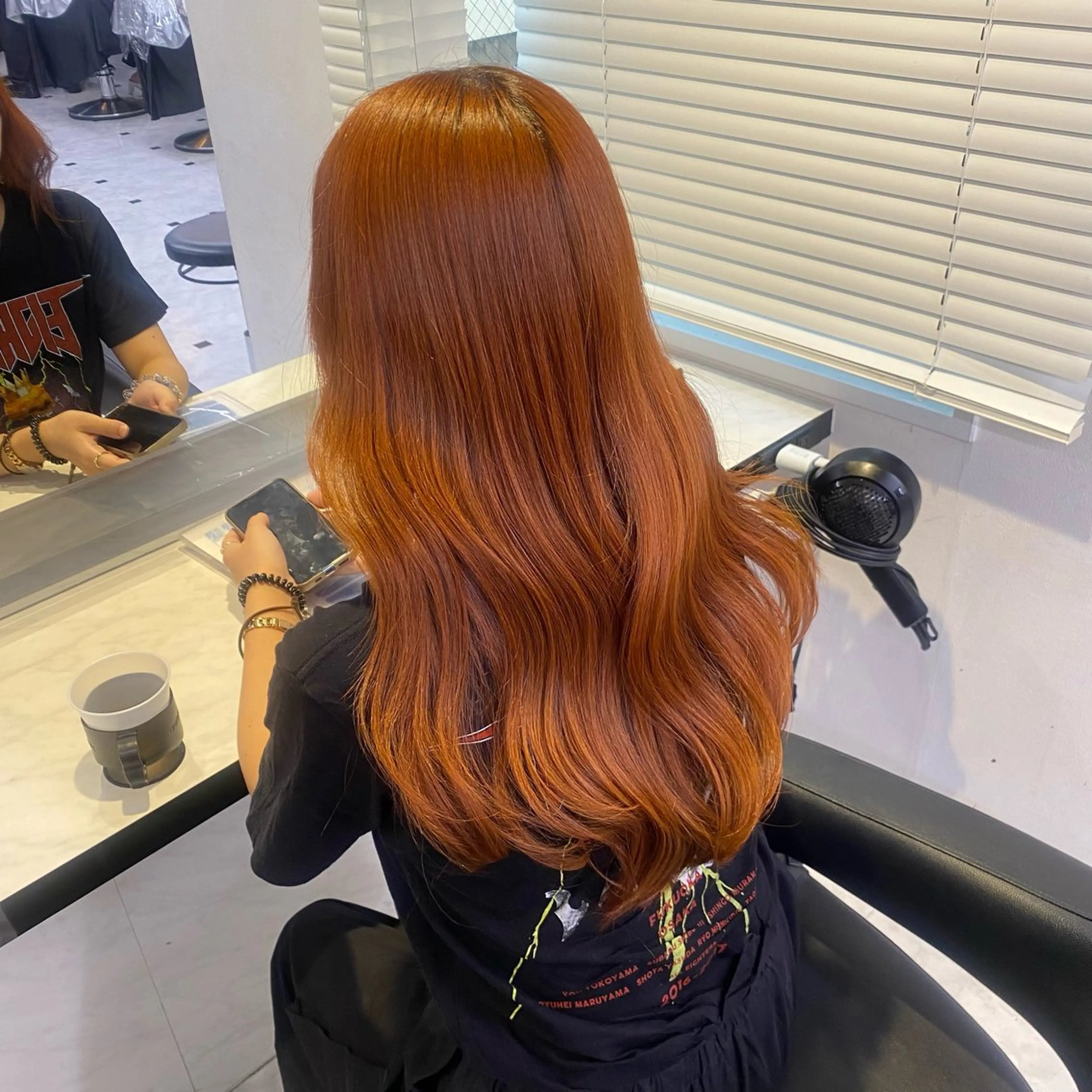 ロング カラー オレンジ ヘアカラー メンズ特化/上野 暖色カラー ダイチのヘアスタイル