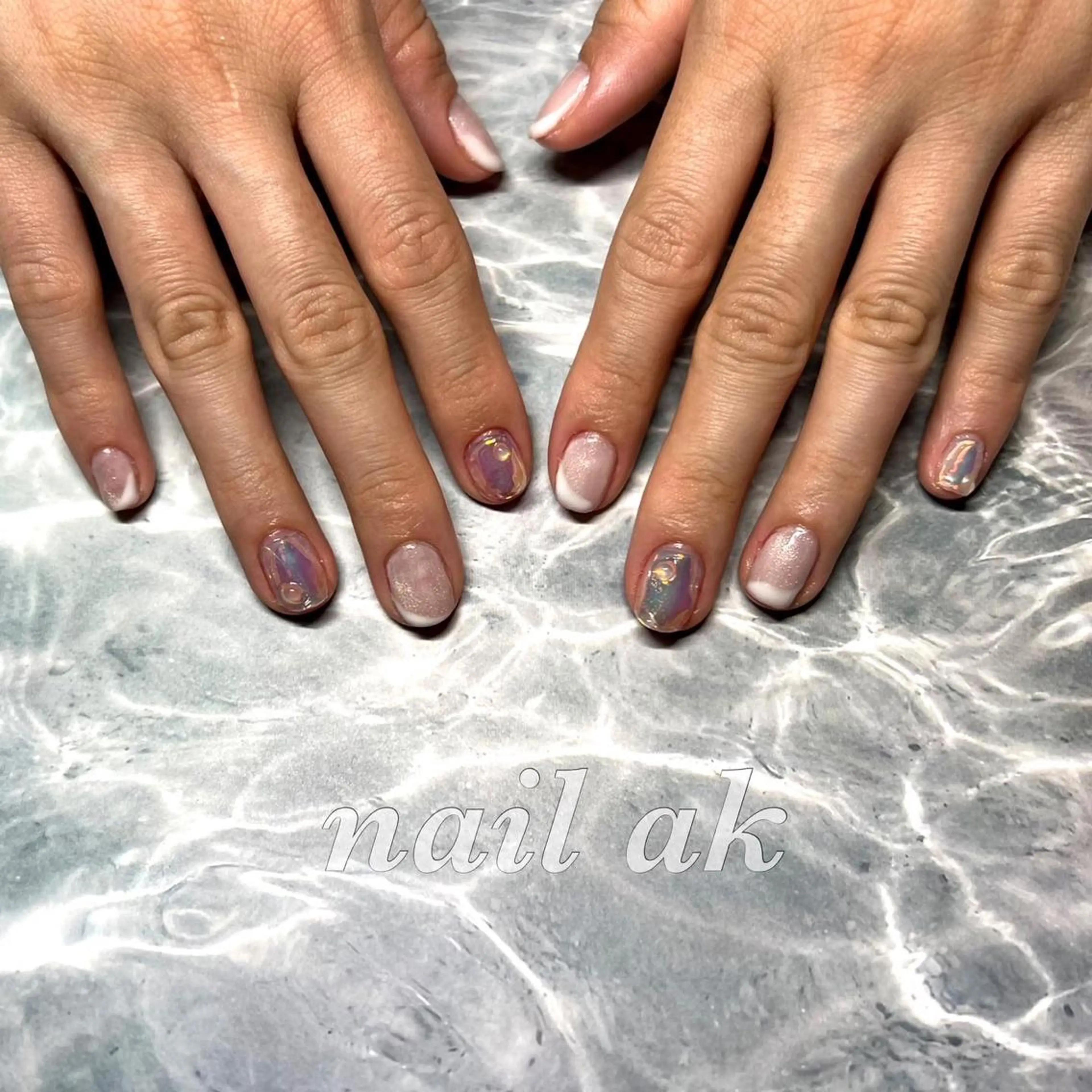 ネイル 氷ネイル・うるうるネイル マグネットネイル ハンドネイル ak nail .のネイルデザイン