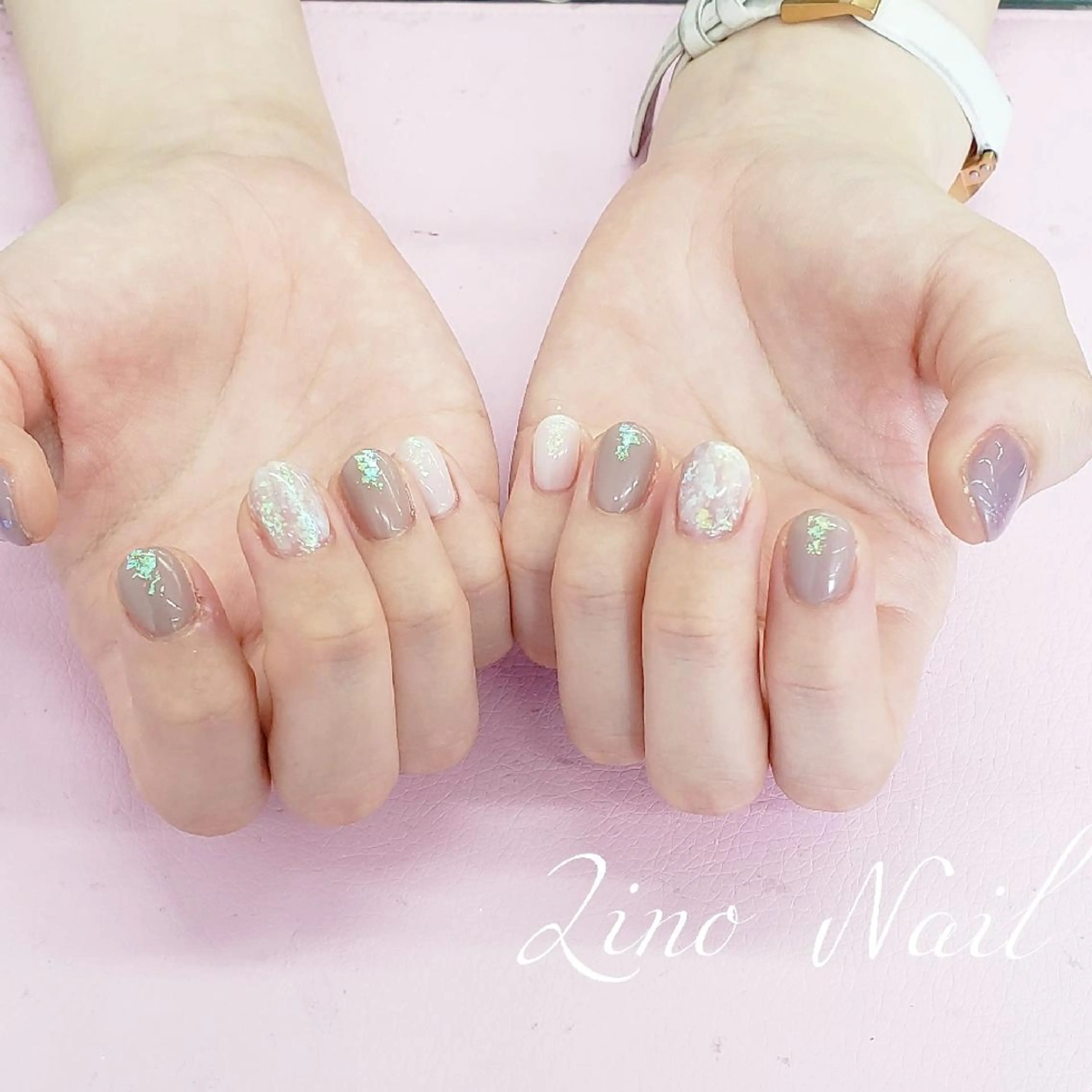 ネイル カジュアル ジェルネイル ラメ(グリッター) マットネイル ミラーネイル ハンドネイル Lino Nailのネイルデザイン