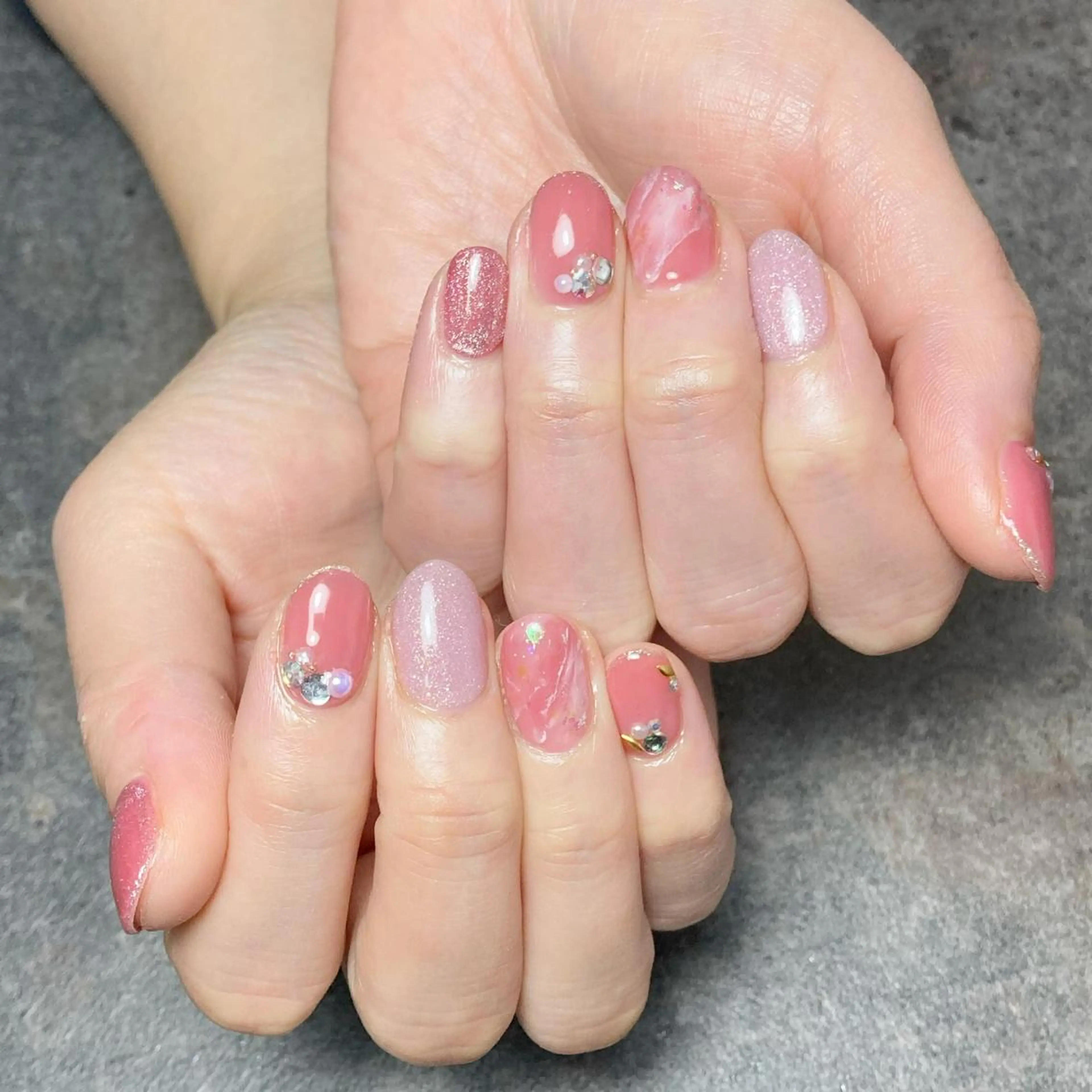 ネイル 大理石ネイル(マーブル) ピンク ハンドネイル Nail Salon liber所属・NailSalon liberのネイルデザイン