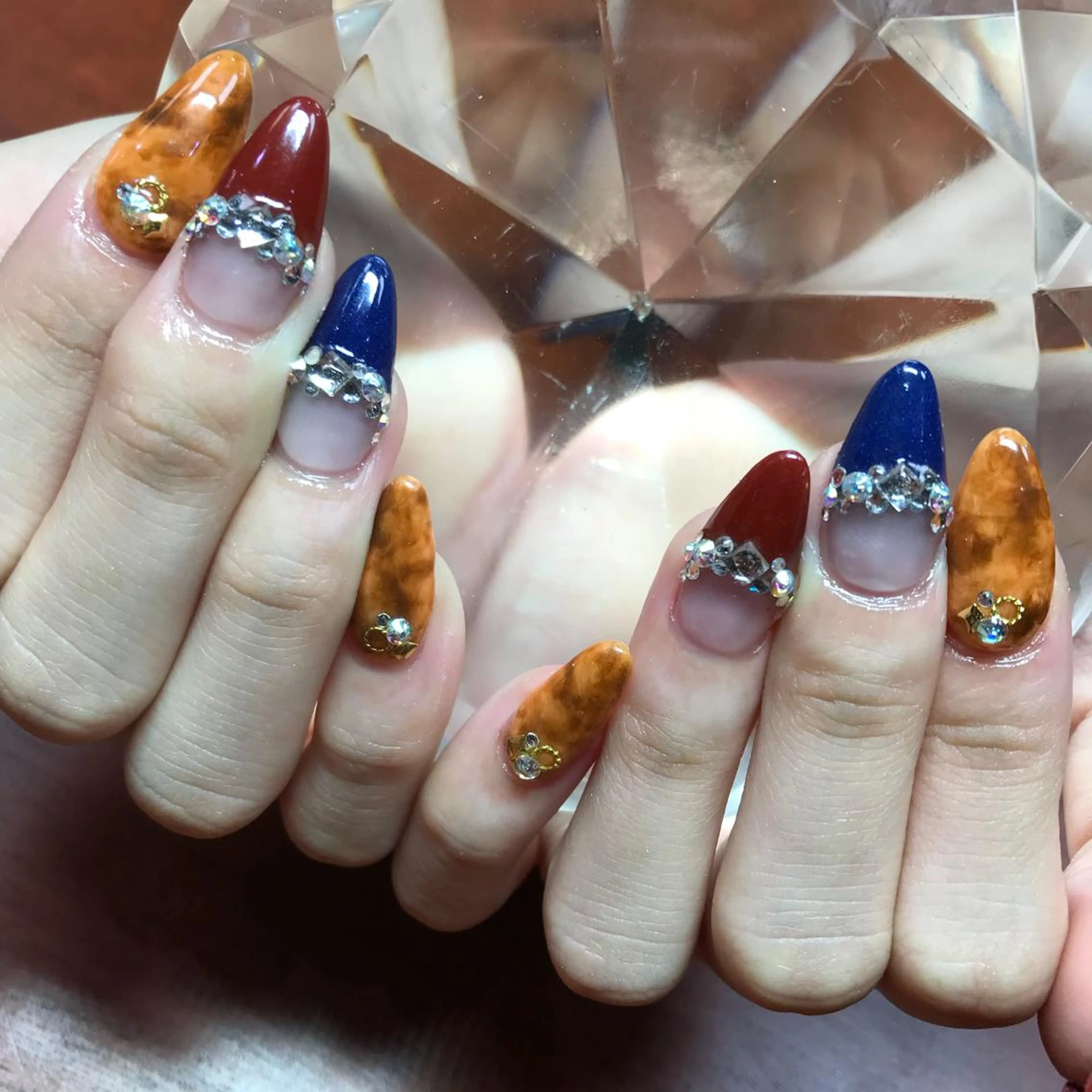 セミロング ネイル アートネイル ストーンネイル ハンドネイル 《LB》ラブリエ Nail&eyeのマツエク・マツパデザイン