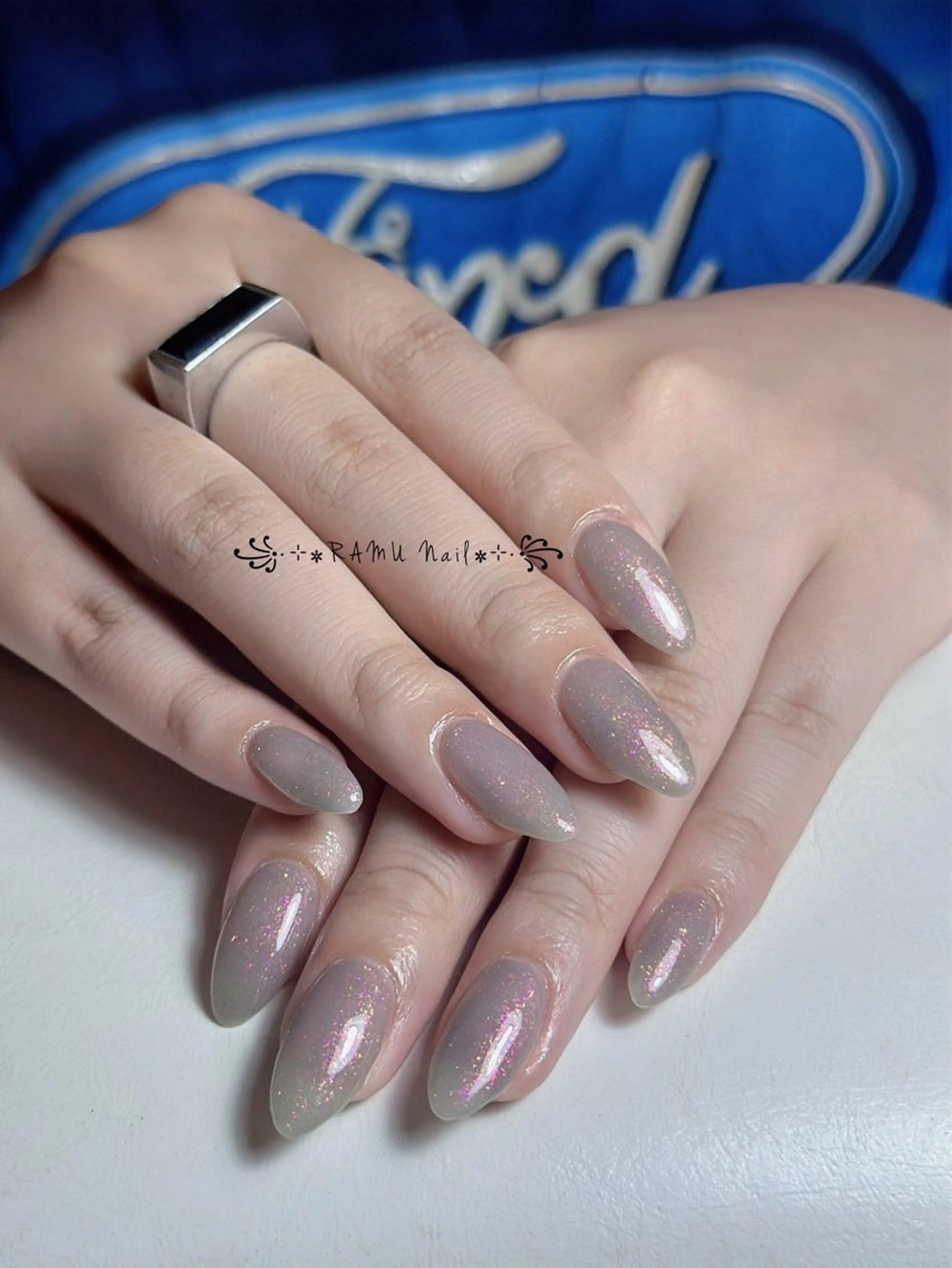 ネイル キラキラネイル マグネットネイル ミラーネイル ピンク 夏ネイル ハンドネイル RAMU Nail 恵比寿店のネイルデザイン