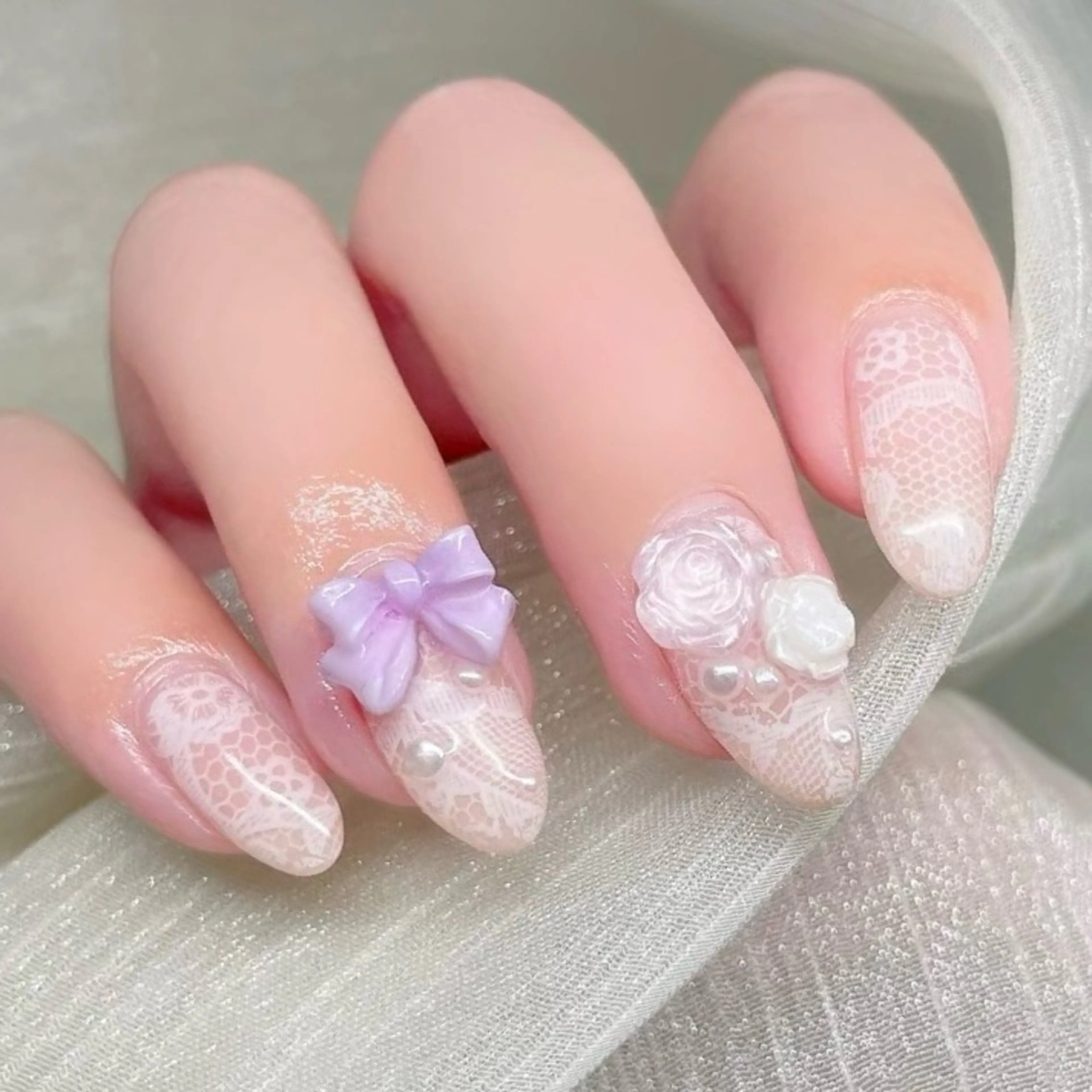 ネイル リボン ハンドネイル Nailist SUZU所属・Nailist suzuのネイルデザイン