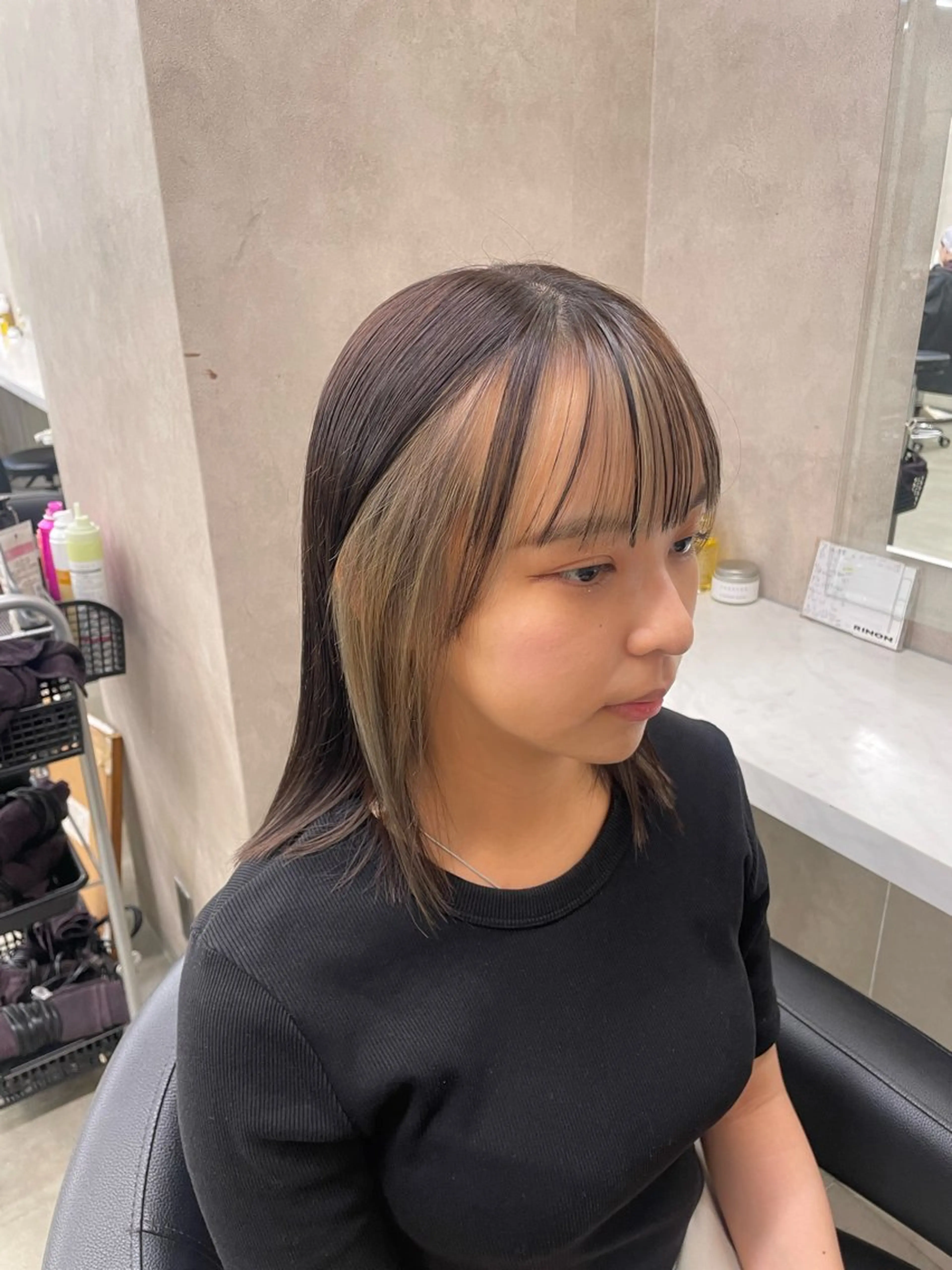 ロング カラー ミストバング ブリーチ ケアブリーチ  フェイスフレーミング インナーカラー 表参道ハッシュカット レイヤー/リノンのヘアスタイル