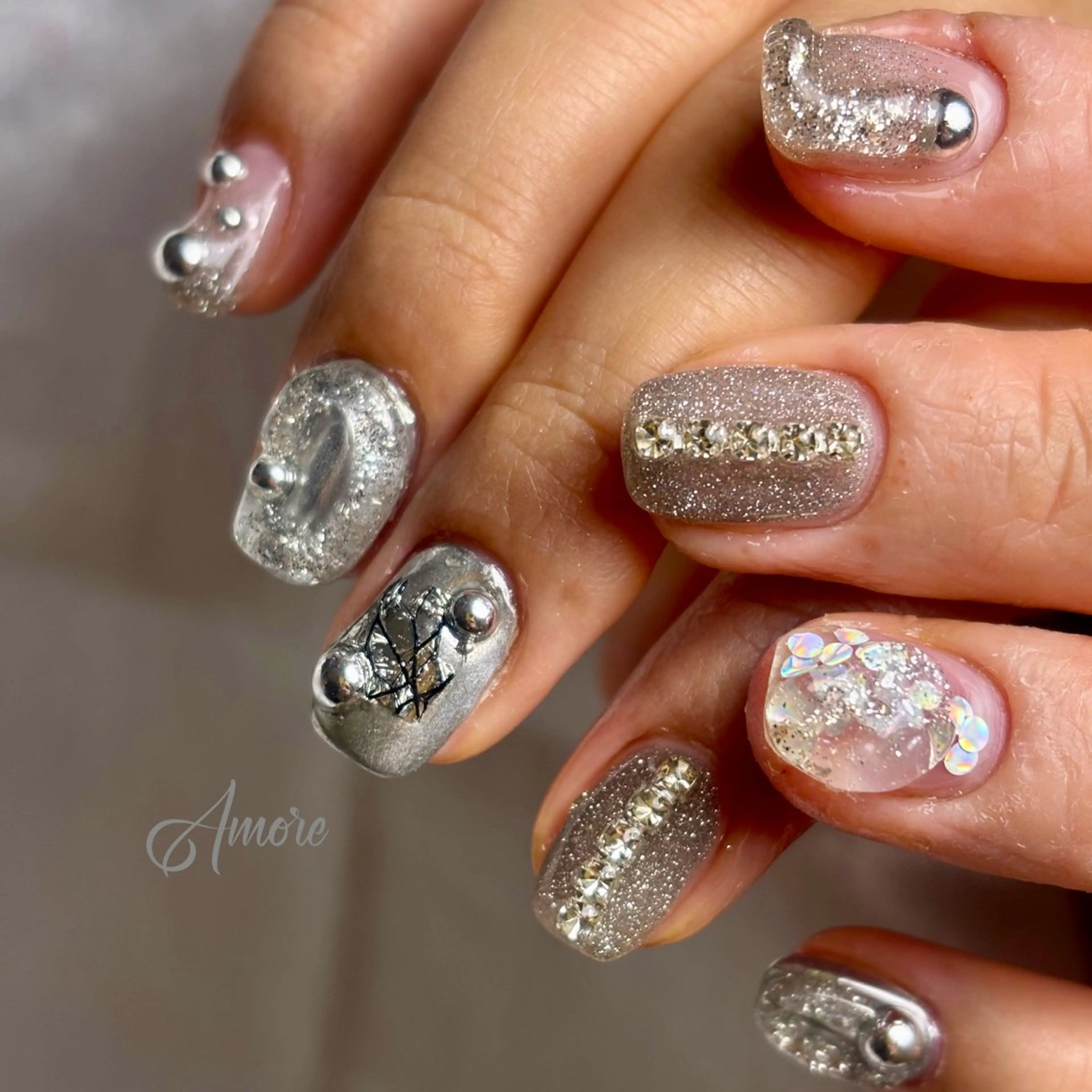 ネイル アニマル柄 桜ネイル ジェルネイル キラキラネイル 韓国ネイル You kyehwaのネイルデザイン