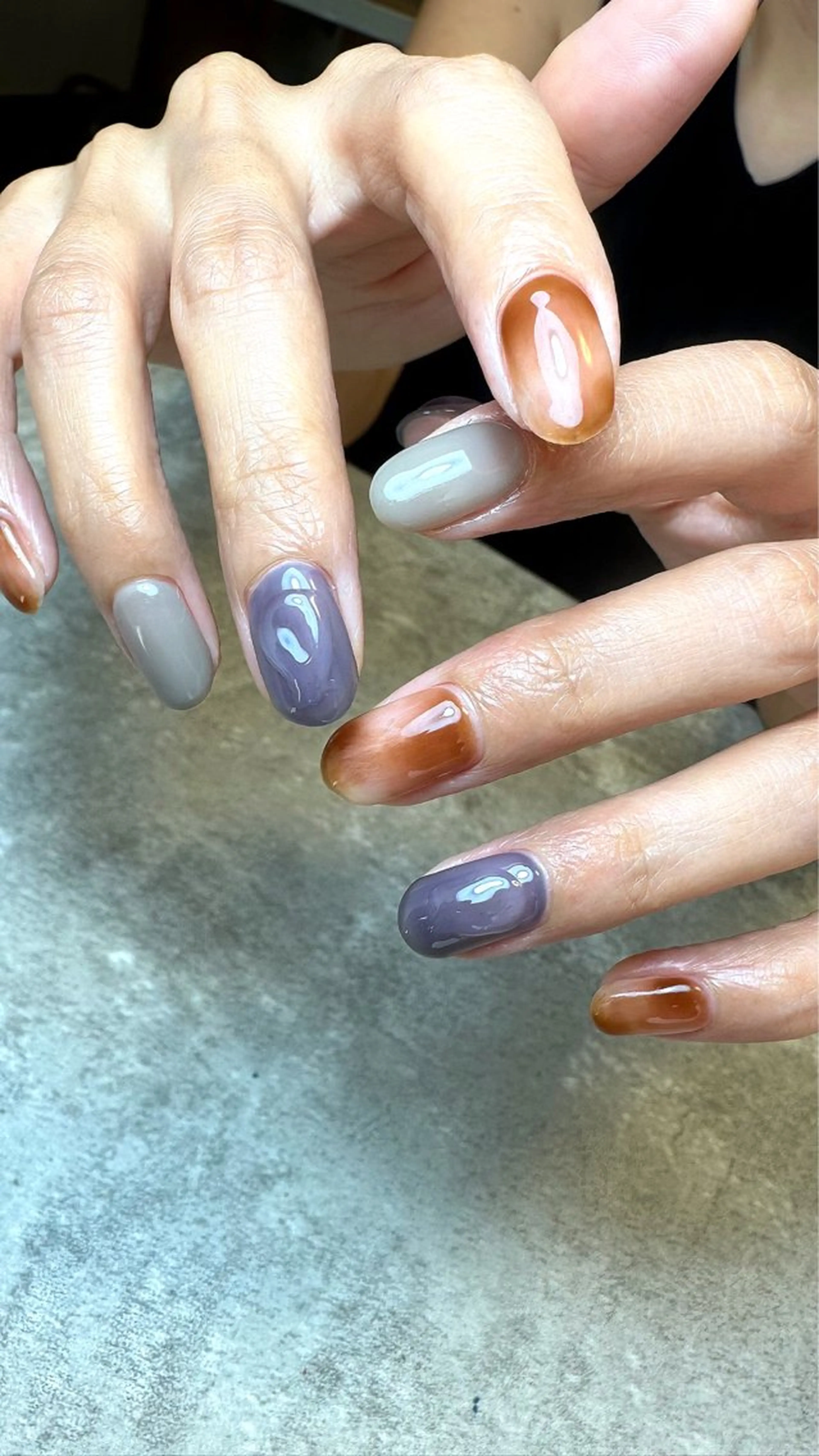 ネイル べっ甲ネイル ニュアンスネイル ぷっくりネイル ハンドネイル nail campのネイルデザイン