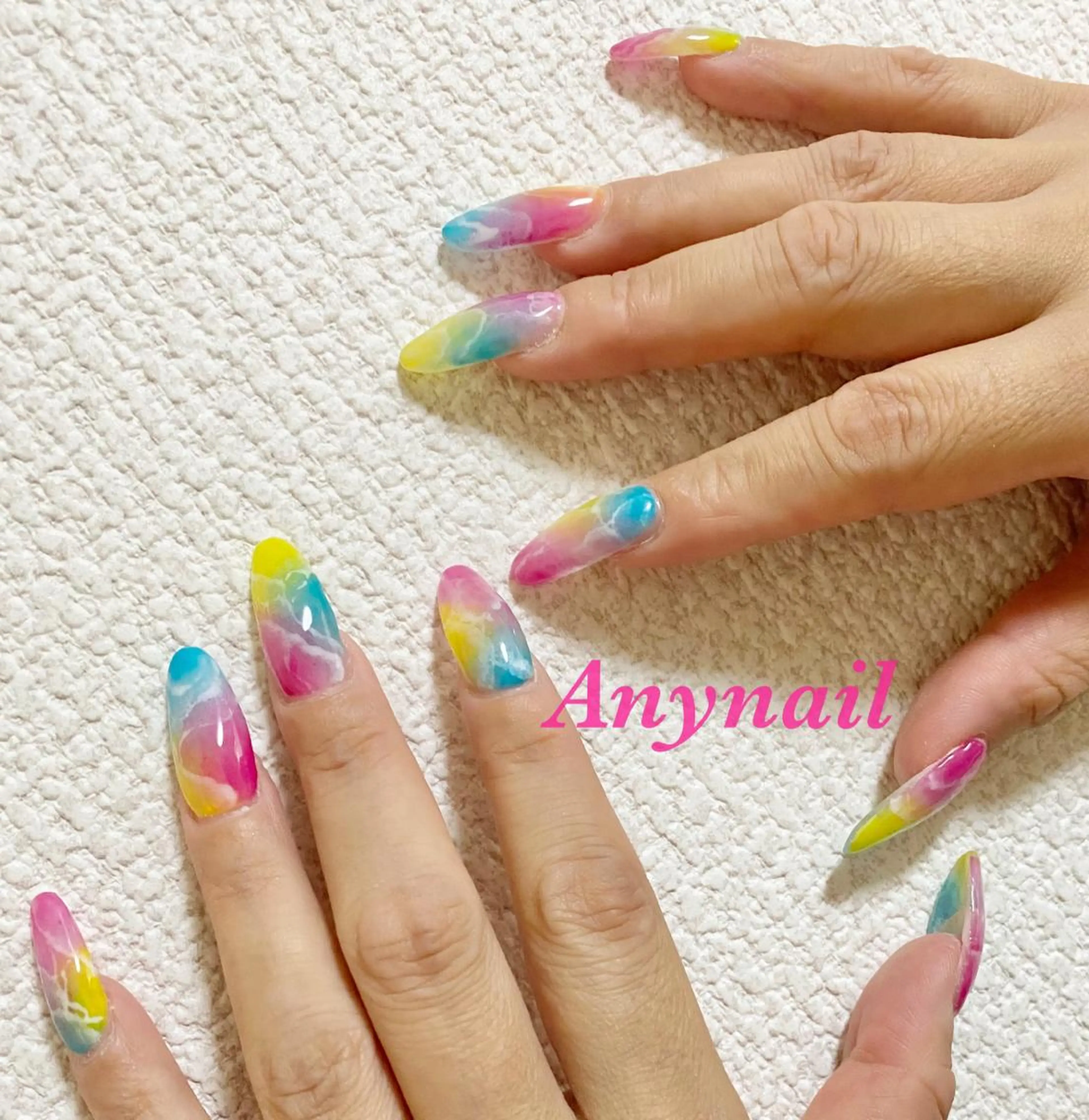 ネイル ブルー スカルプネイル 夏ネイル ハンドネイル 岩澤 恵子のネイルデザイン