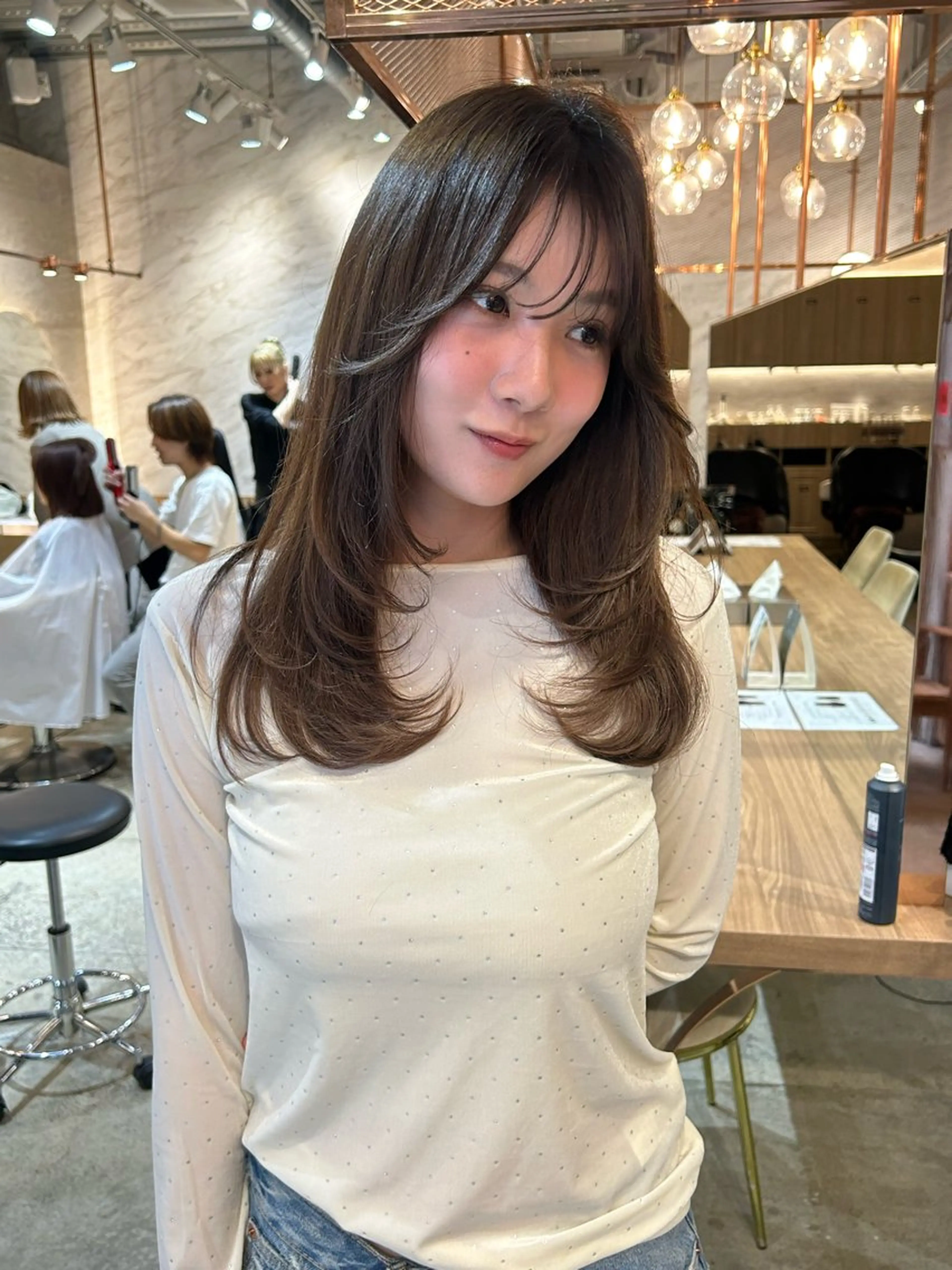 セミロング レイヤーカット ストンボブ/レイヤー 艶カラー💎ヒデジのヘアスタイル