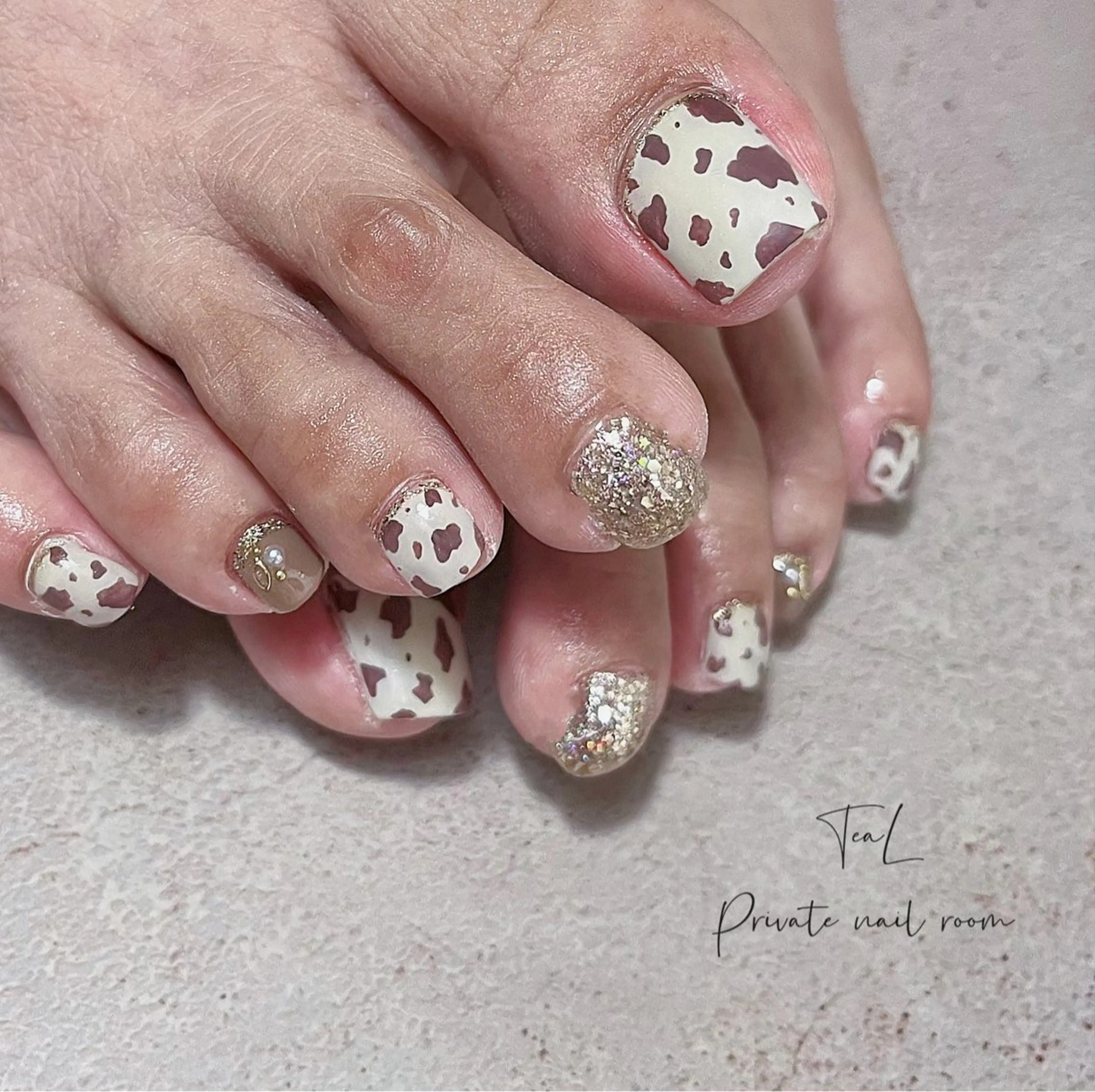 ネイル アニマル柄 フットネイル フットネイル TeaL nailのネイルデザイン