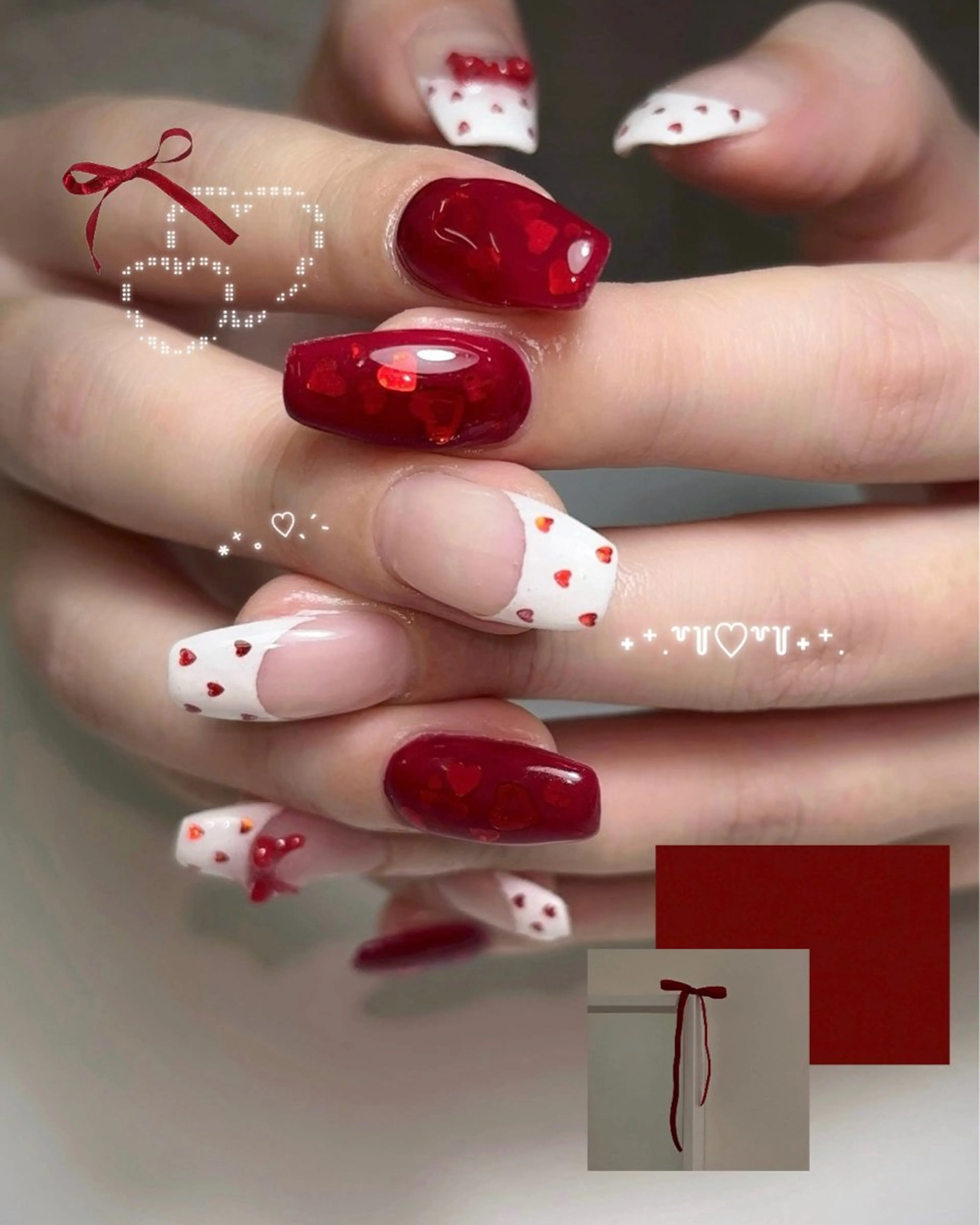 ネイル ハート ハンドネイル Arowa 伊田のネイルデザイン