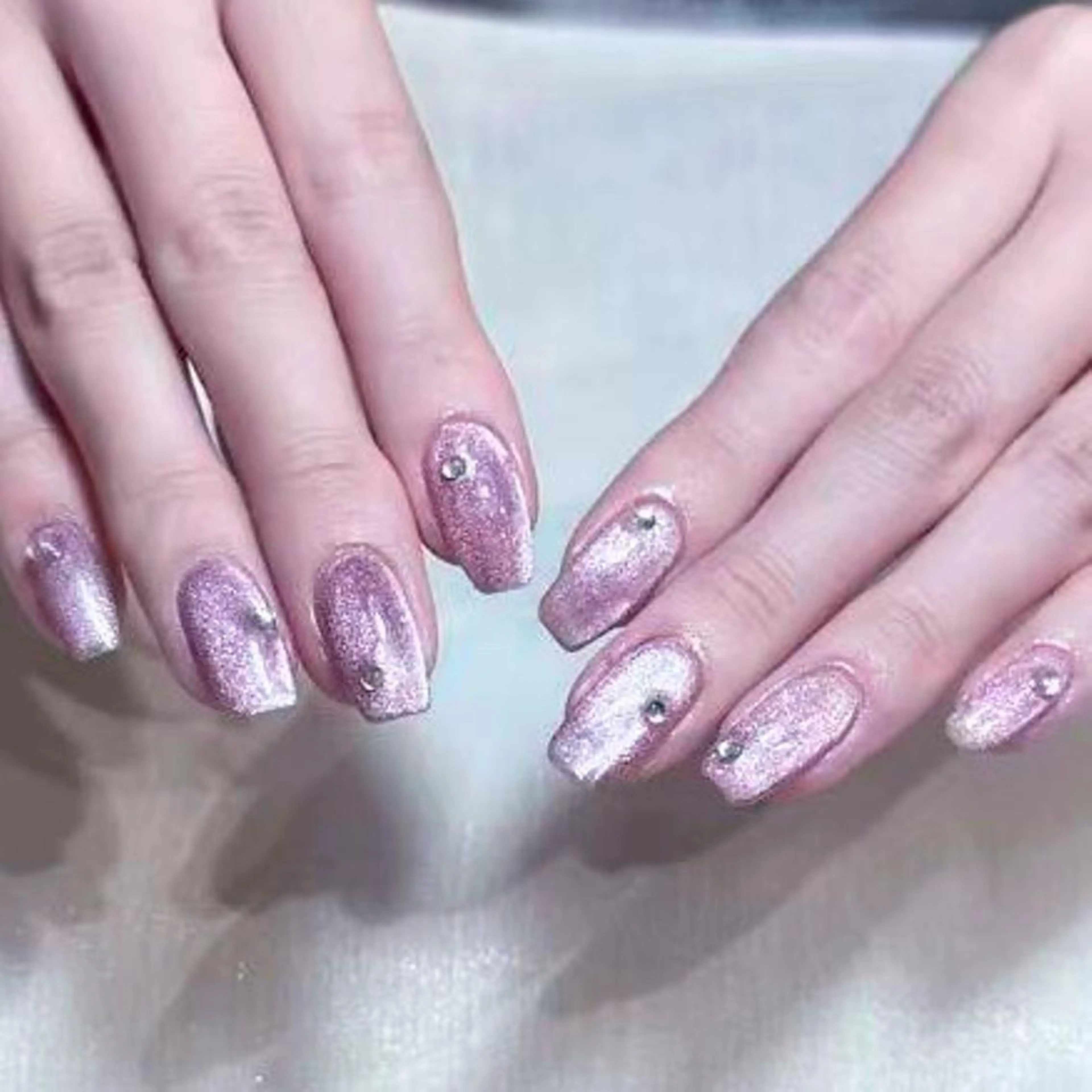 ネイル アートネイル オーロラネイル ガーリー キラキラネイル 韓国ネイル ハンドネイル diamond ♥のネイルデザイン