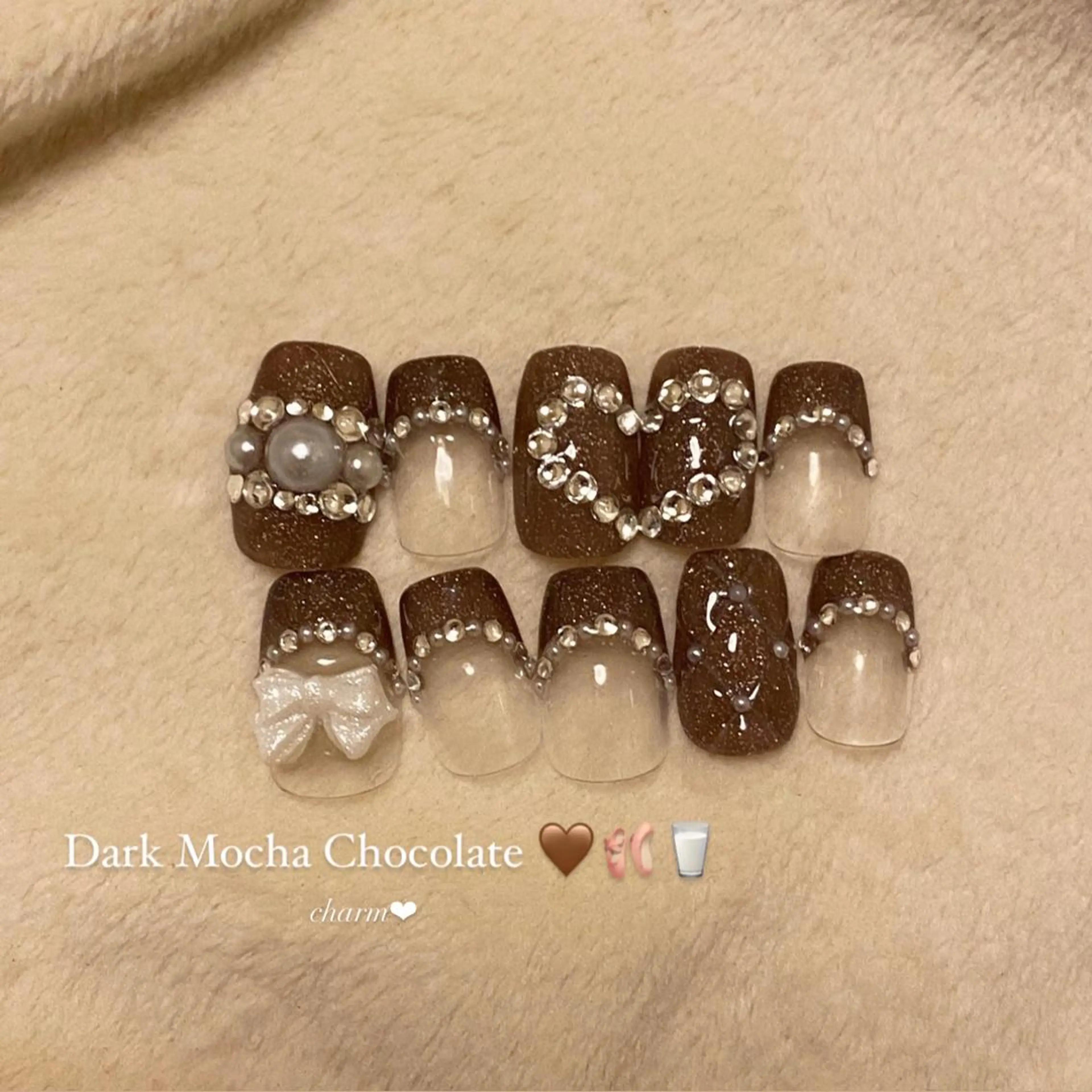 ネイル ブラウン キラキラネイル ラメ(グリッター) nail salon charmのネイルデザイン