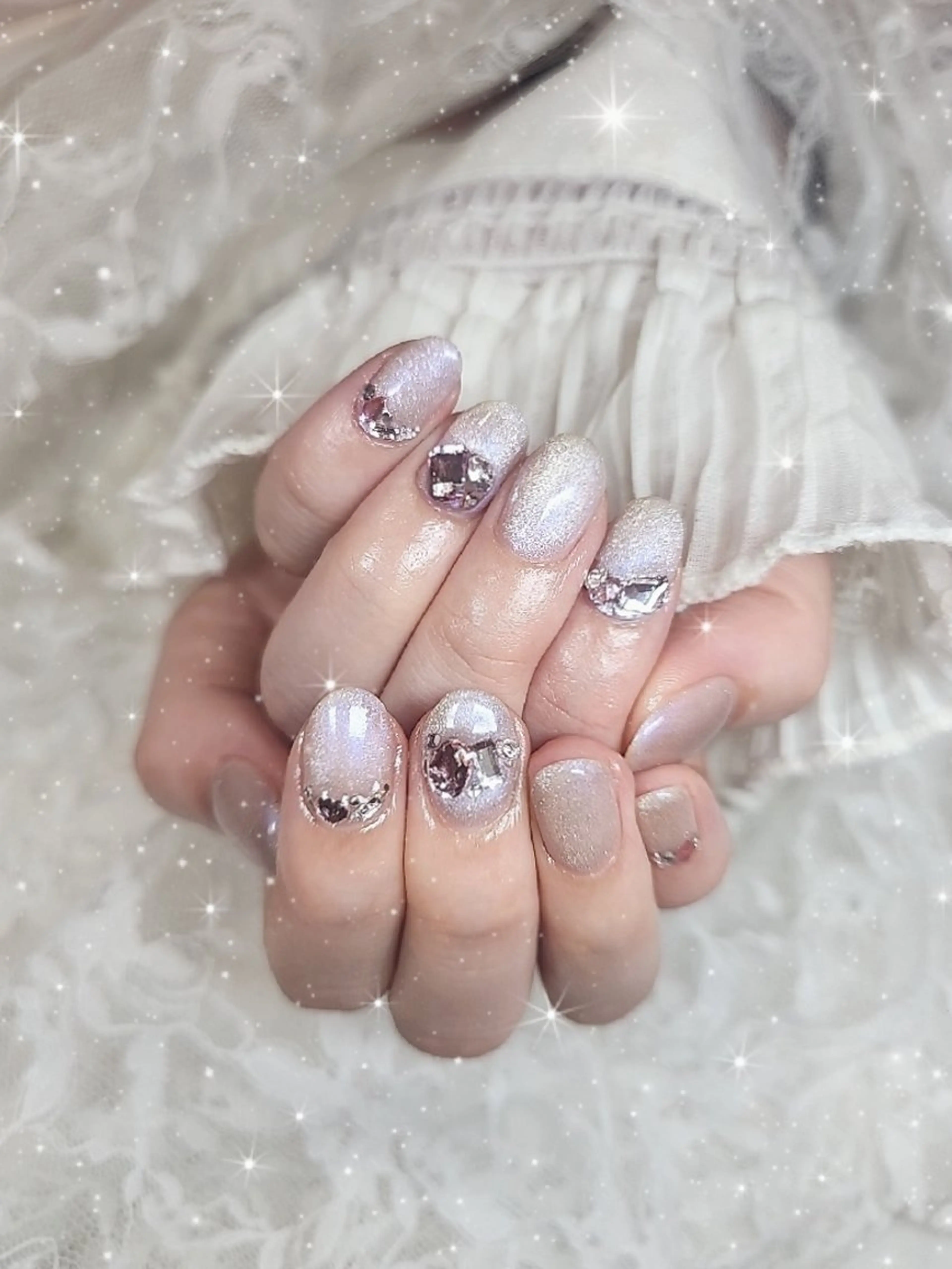 ネイル キラキラネイル 韓国ネイル 持ち込み オフィスネイル ピンク ハンドネイル nailsalon sissy所属・sissy hatsuneのネイルデザイン