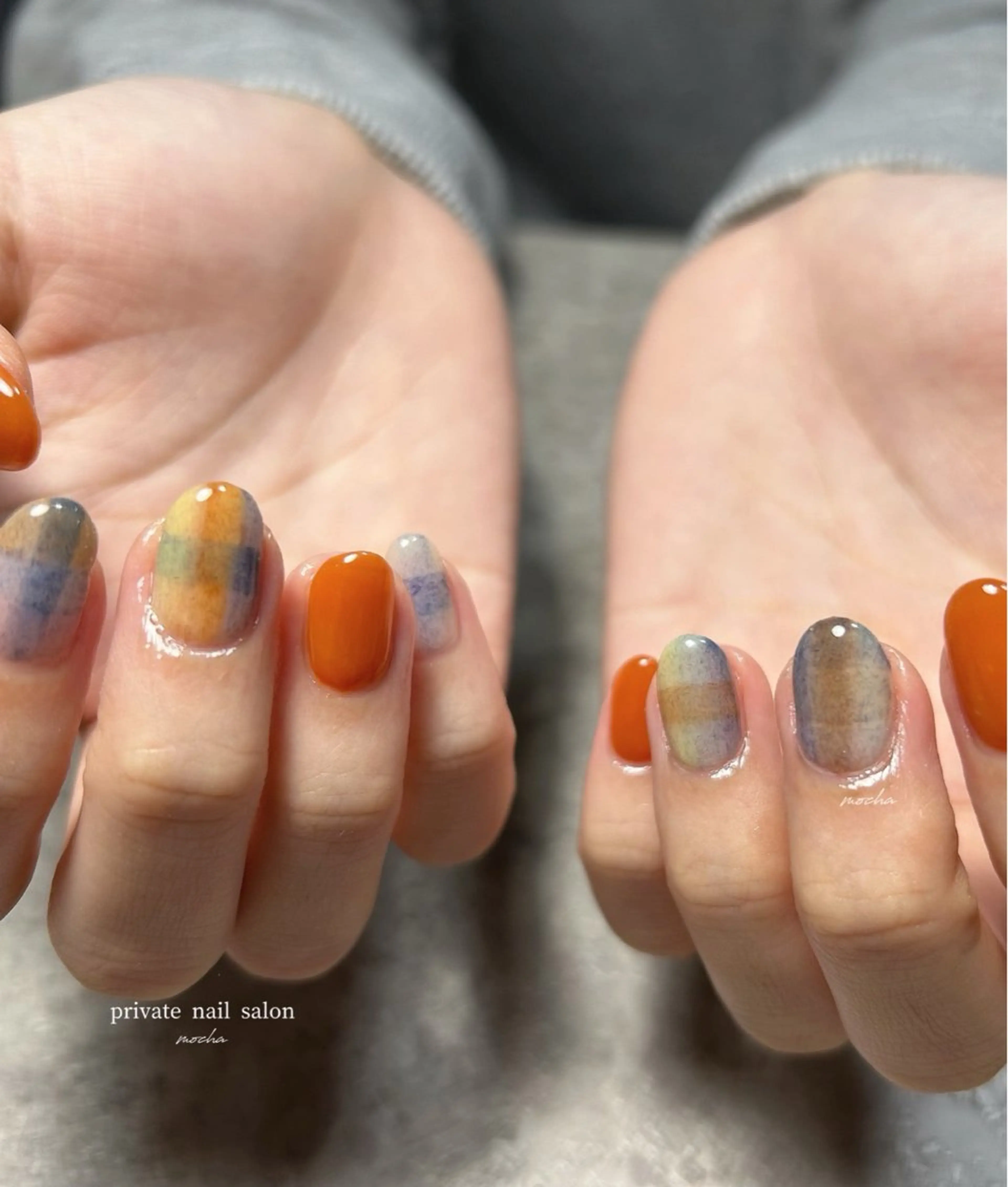 ネイル カジュアル フレンチネイル マグネットネイル ミラーネイル ニュアンスネイル ハンドネイル mocha nailのネイルデザイン