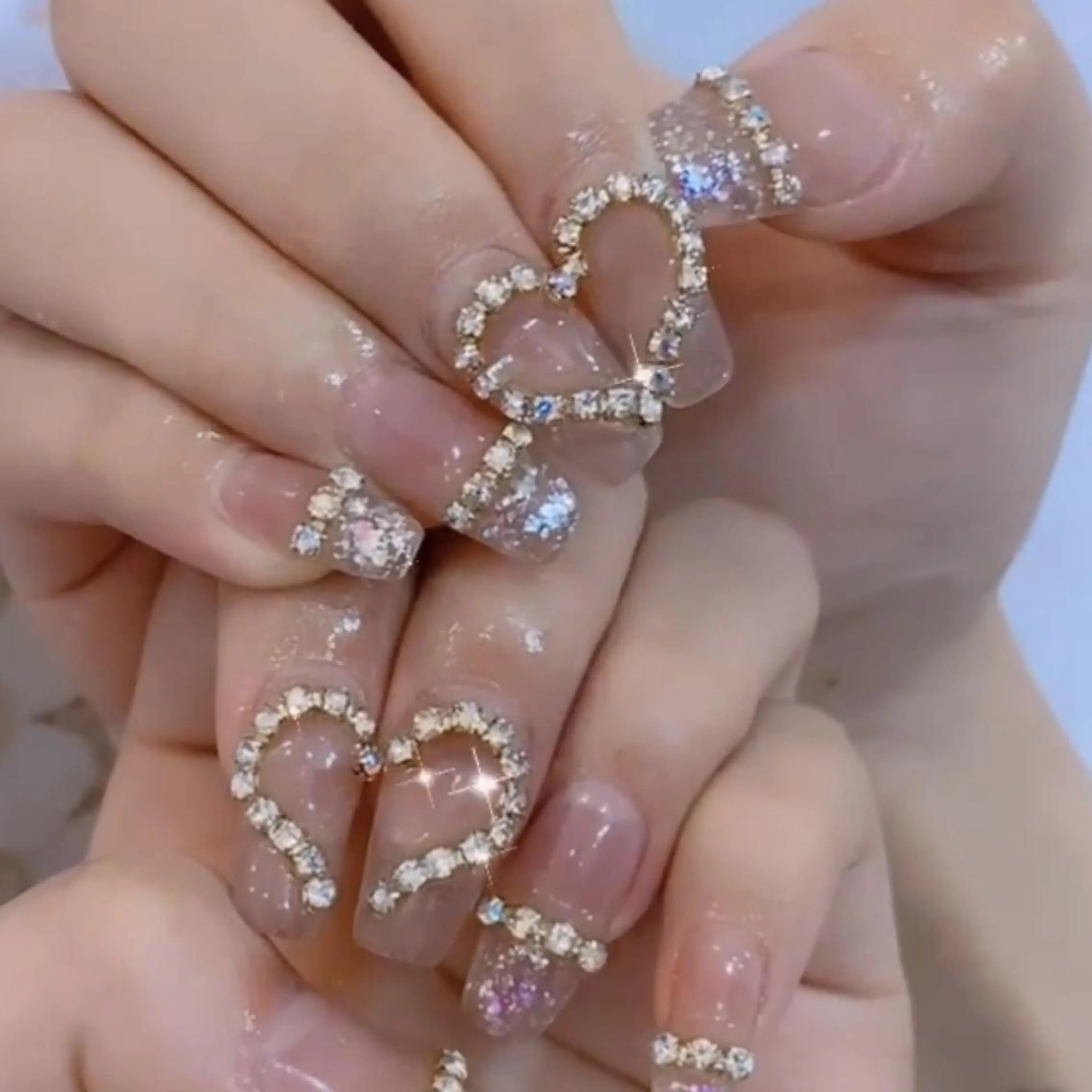 【自爪】10本キラキラハートネイル ¥ 7000の写真