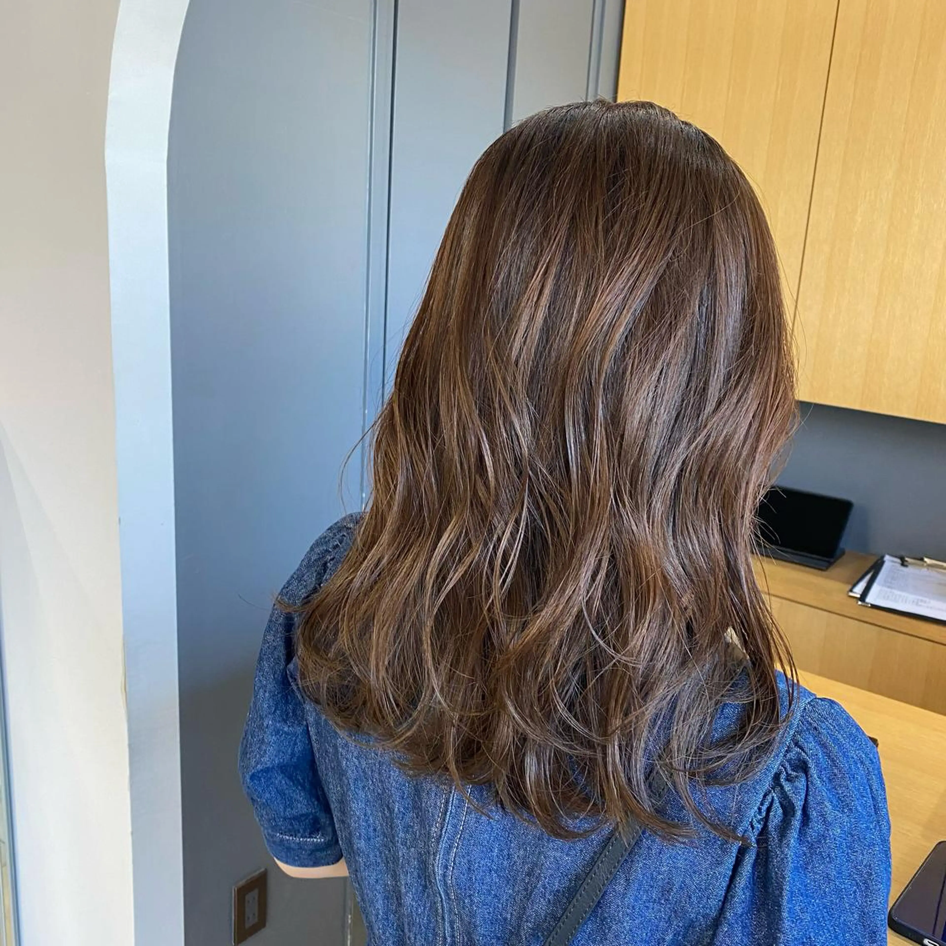 ミディアム カット ヘアカラー トリートメント 天神/透明感カラー ツヤ髪/nonokaのヘアスタイル