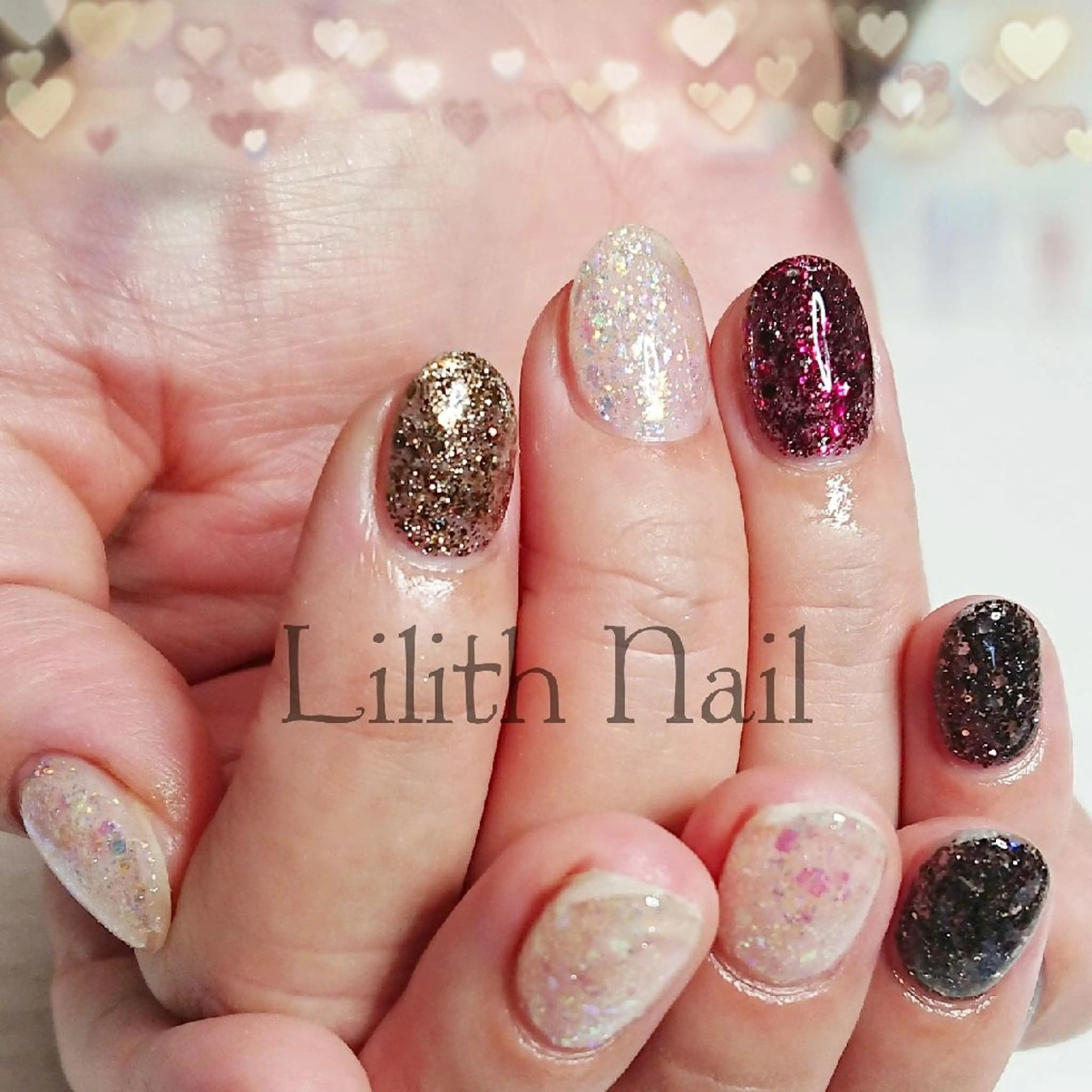 ネイル ラメ(グリッター) ハンドネイル Lilith Nailのネイルデザイン