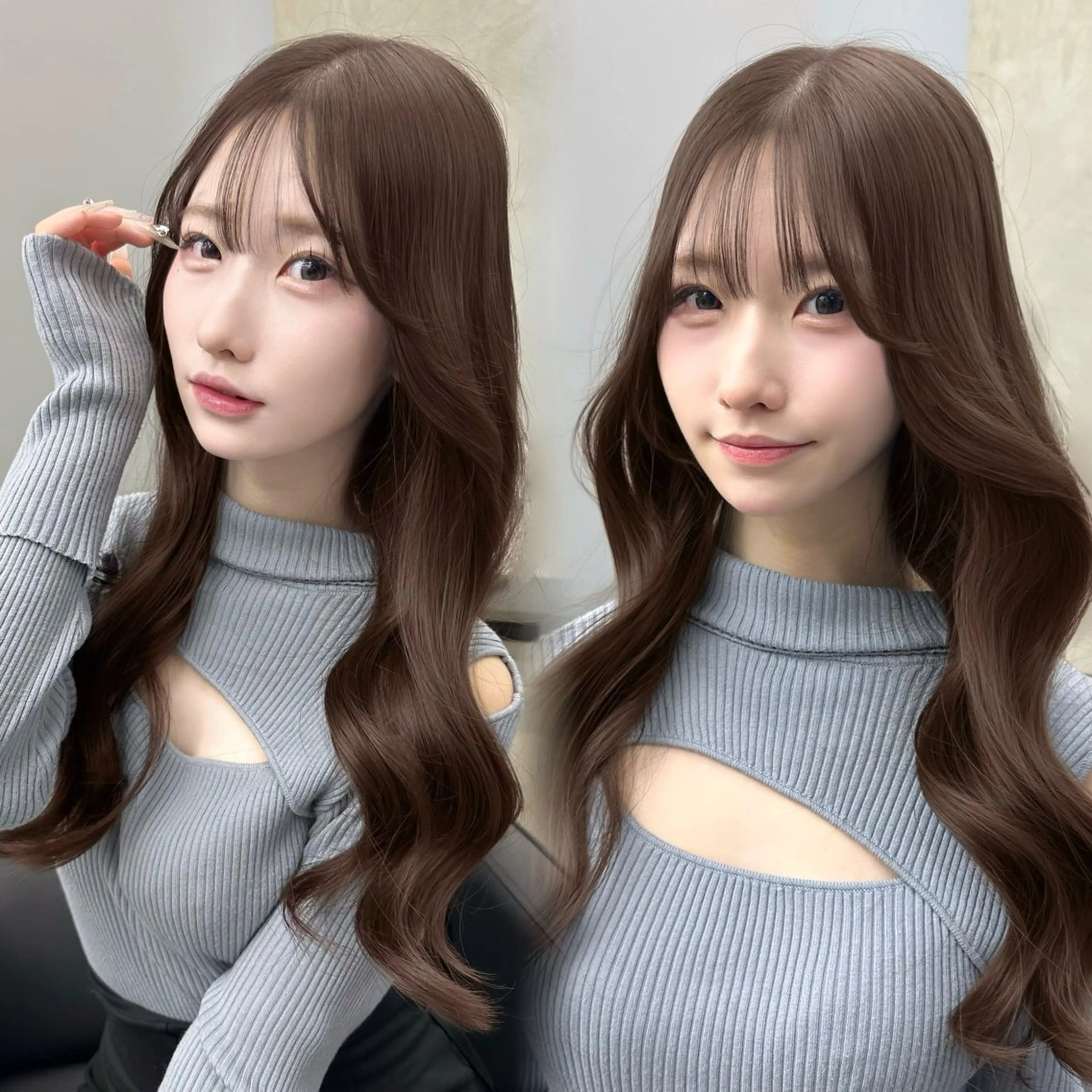 ミディアム カット ヘアカラー トリートメント 韓国/ワンホンヘア 髪質改善/MaCoのヘアスタイル