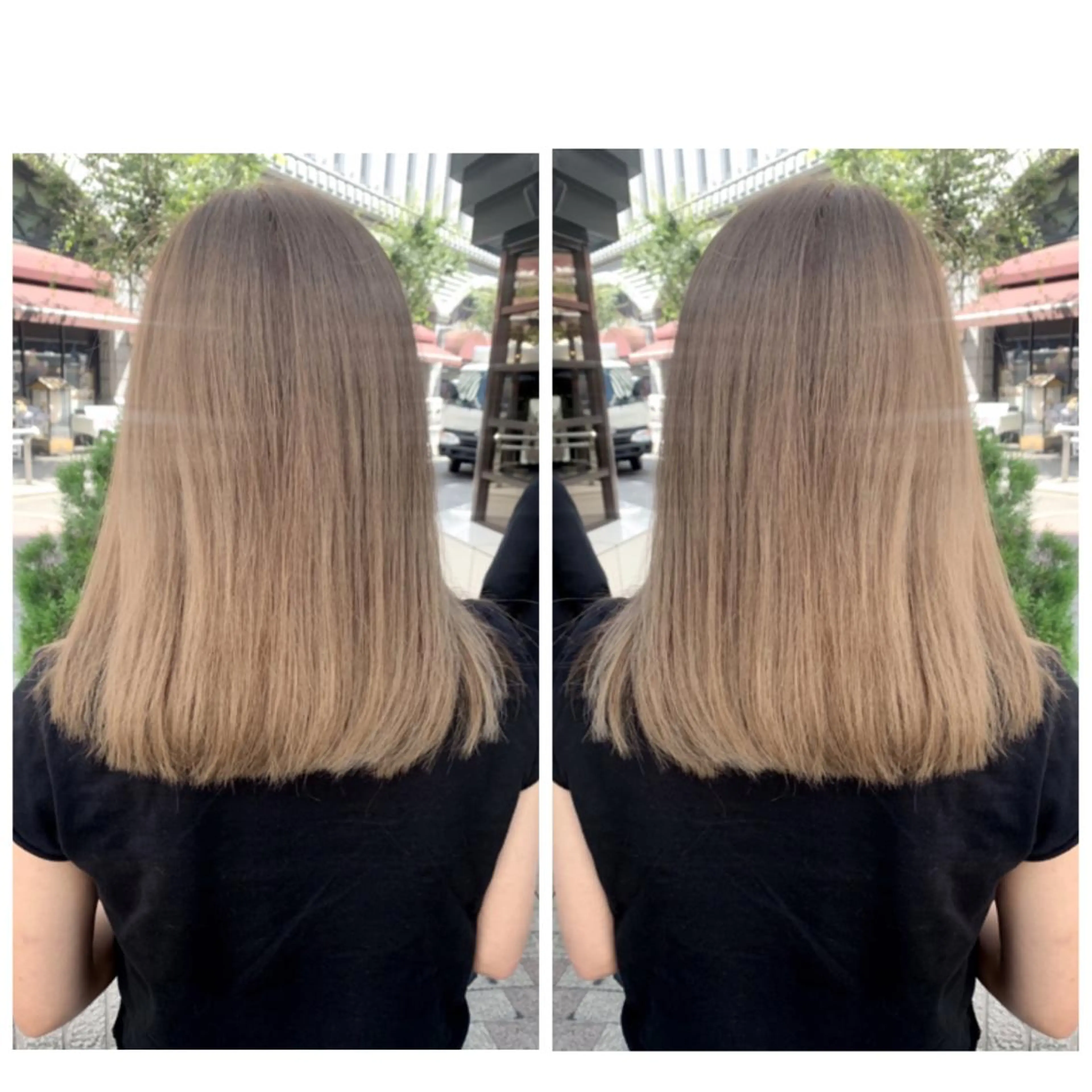 セミロング カラー カット ヘアカラー 京都大人女性ショート 徒歩1分/秋山のヘアスタイル