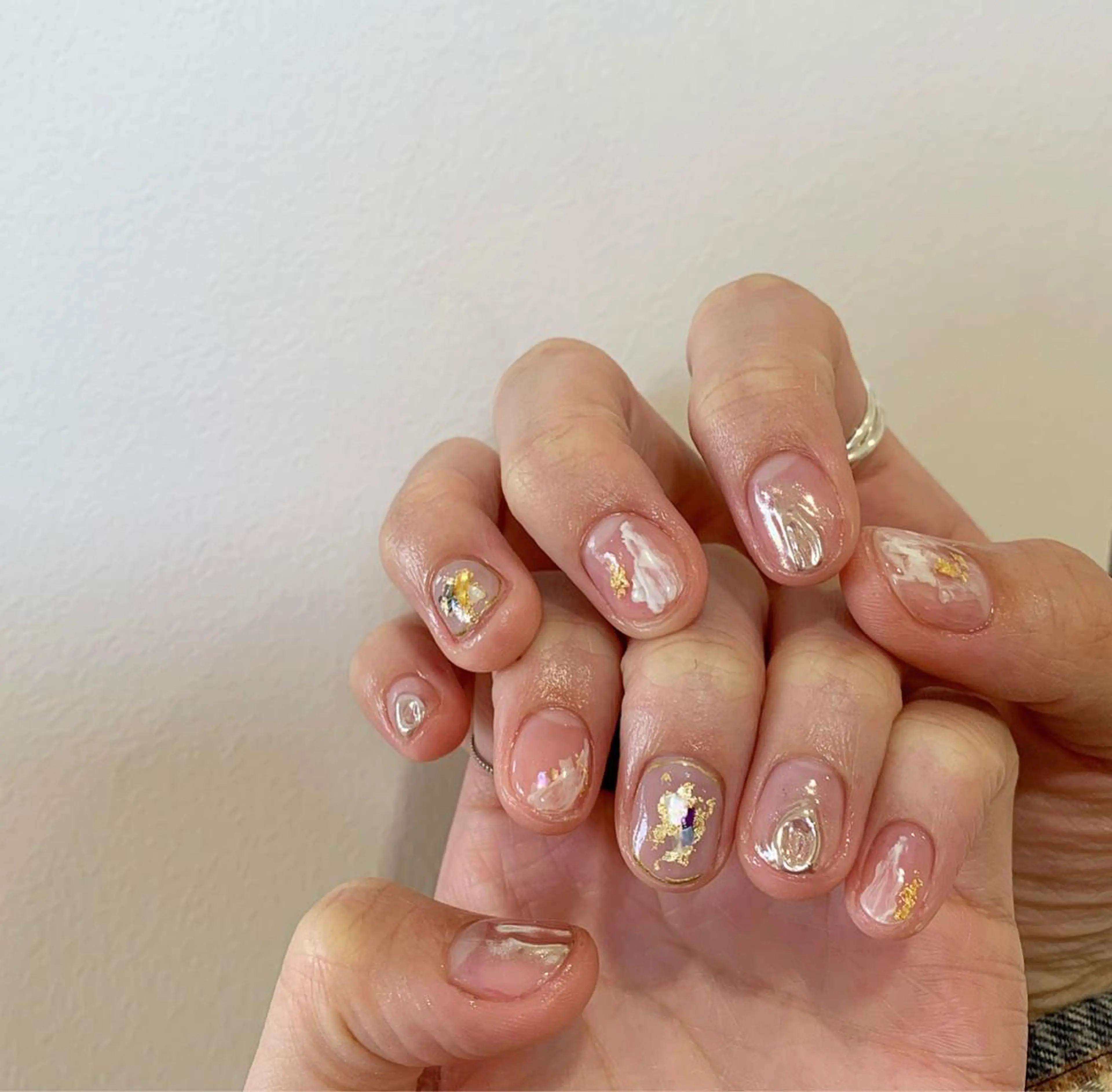 ネイル クリアネイル シルバー ハンドネイル 佐藤 穂乃香のネイルデザイン