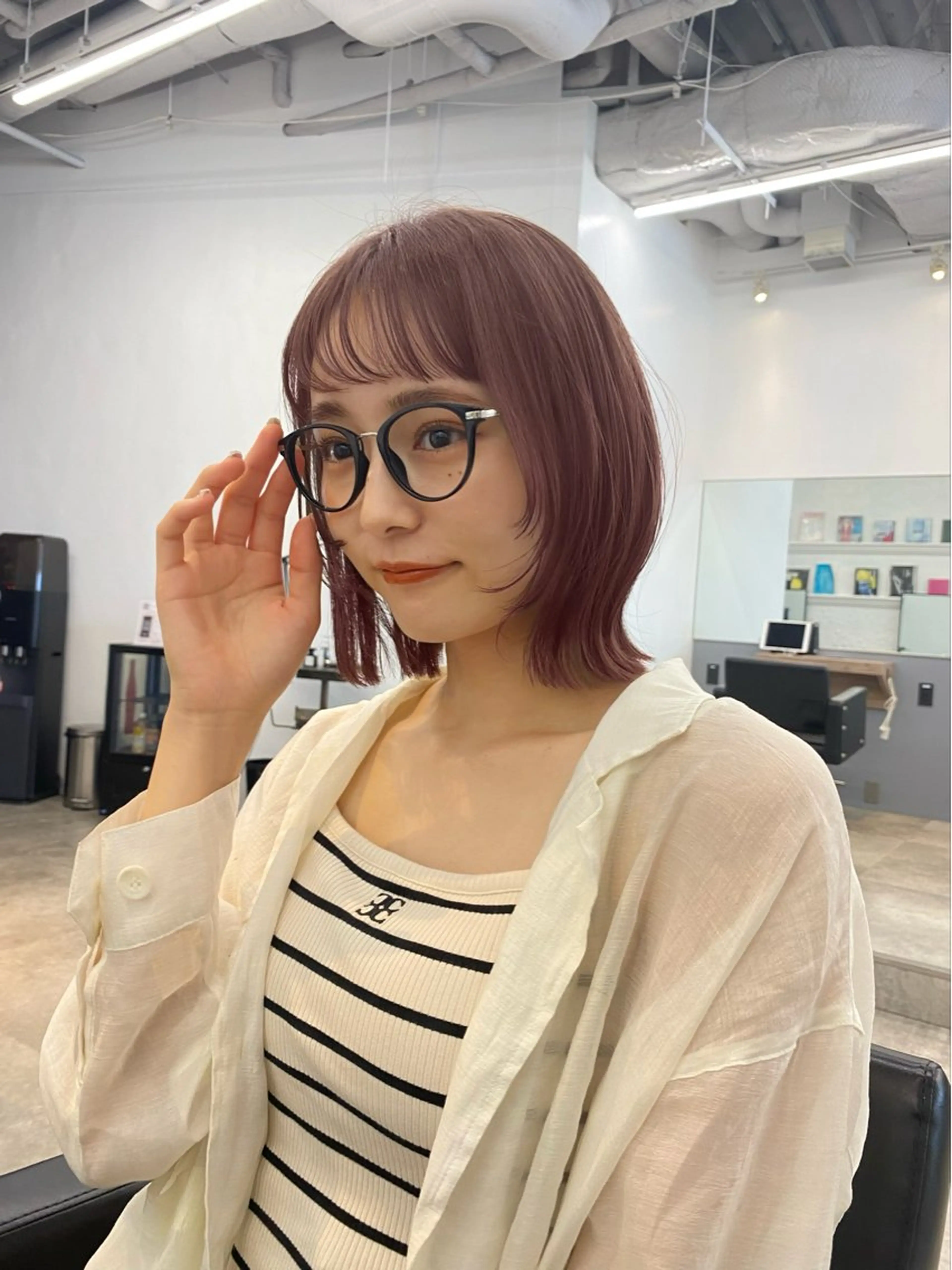 ミディアム カラー レイヤー/ボブ/透明 感カラー/nayuのヘアスタイル