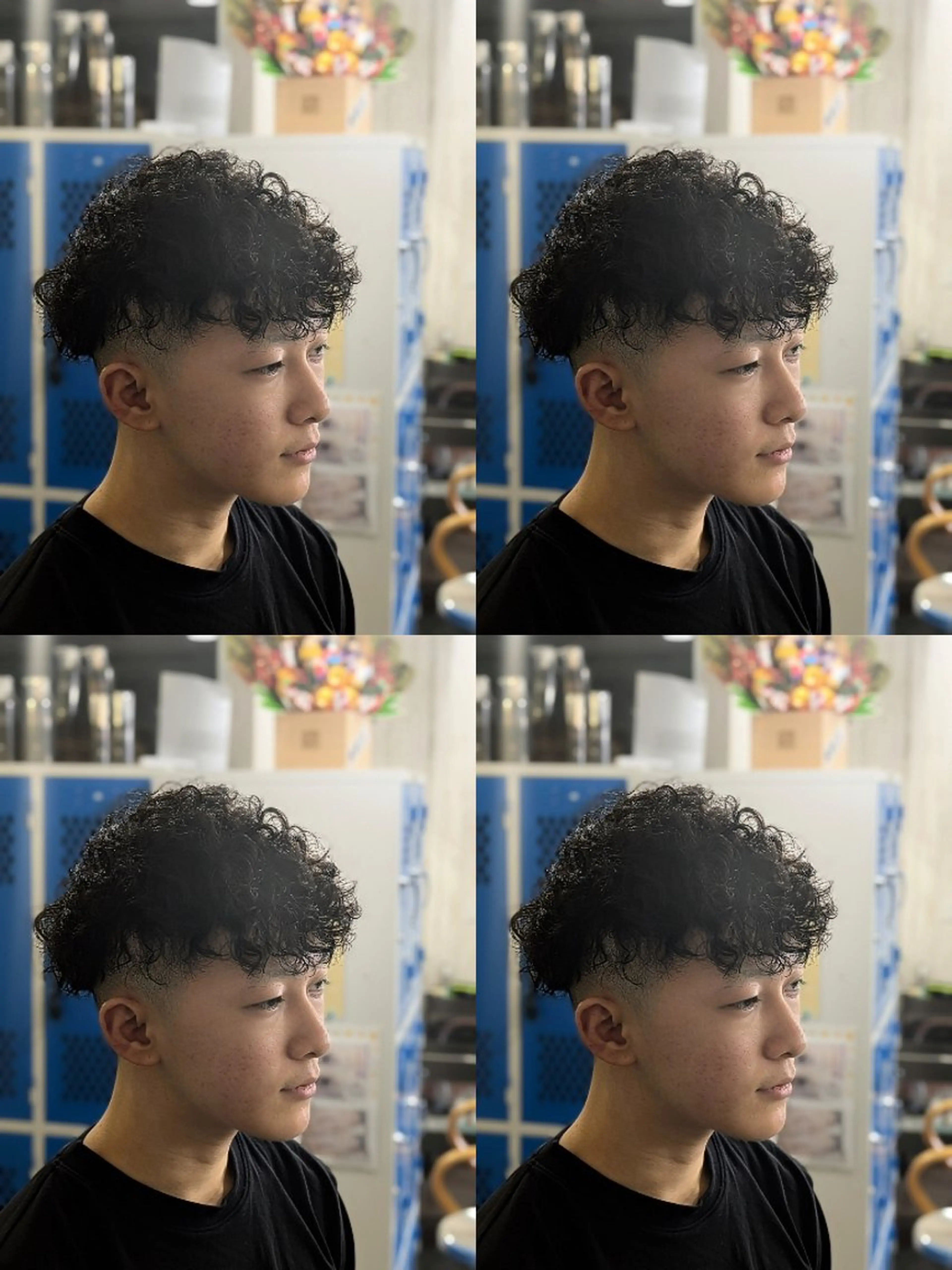 メンズ パーマ アップバング センターパート フェードカット メンズ韓国風 韓国マッシュ カット パーマ トリートメント メンズパーマ/ボブ/ レイヤー店長えのもとのヘアスタイル