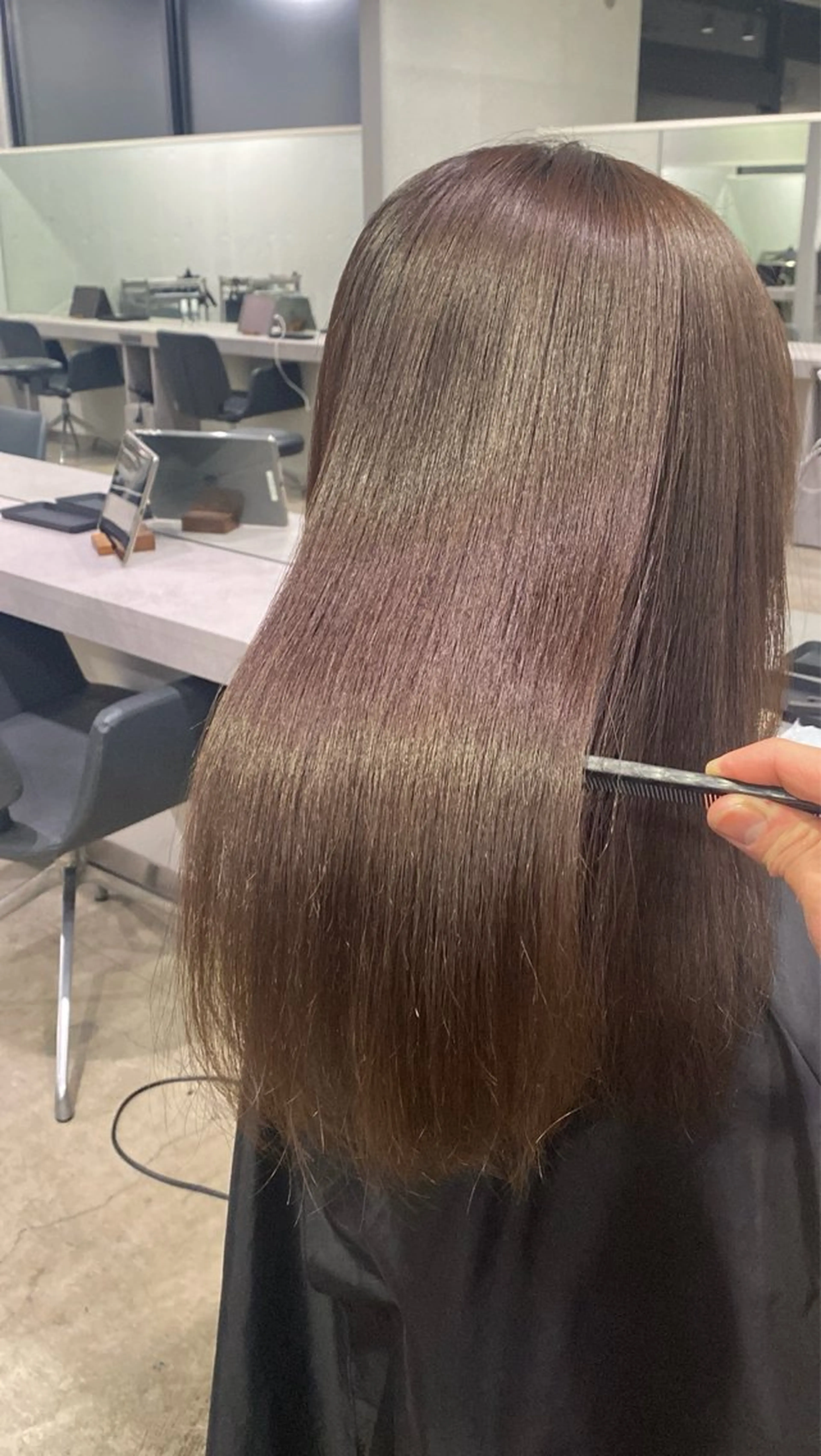 ミディアム カラー 40代以上限定 縮毛矯正モデル募集中のヘアスタイル