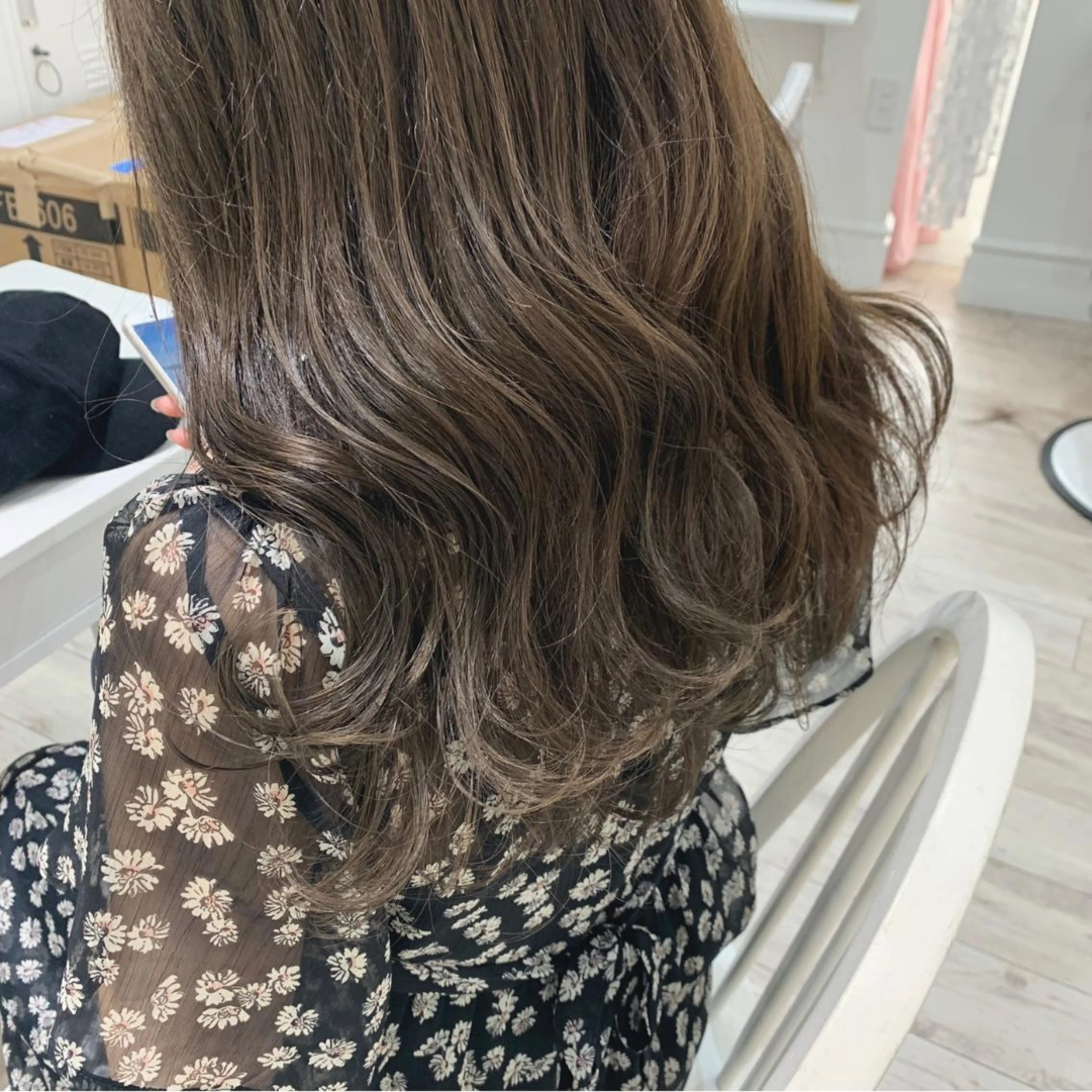 ロング カラー 透明感カラー グレージュ オレンジ カット ヘアカラー HARUKA韓国ヘア /Luana梅田のヘアスタイル