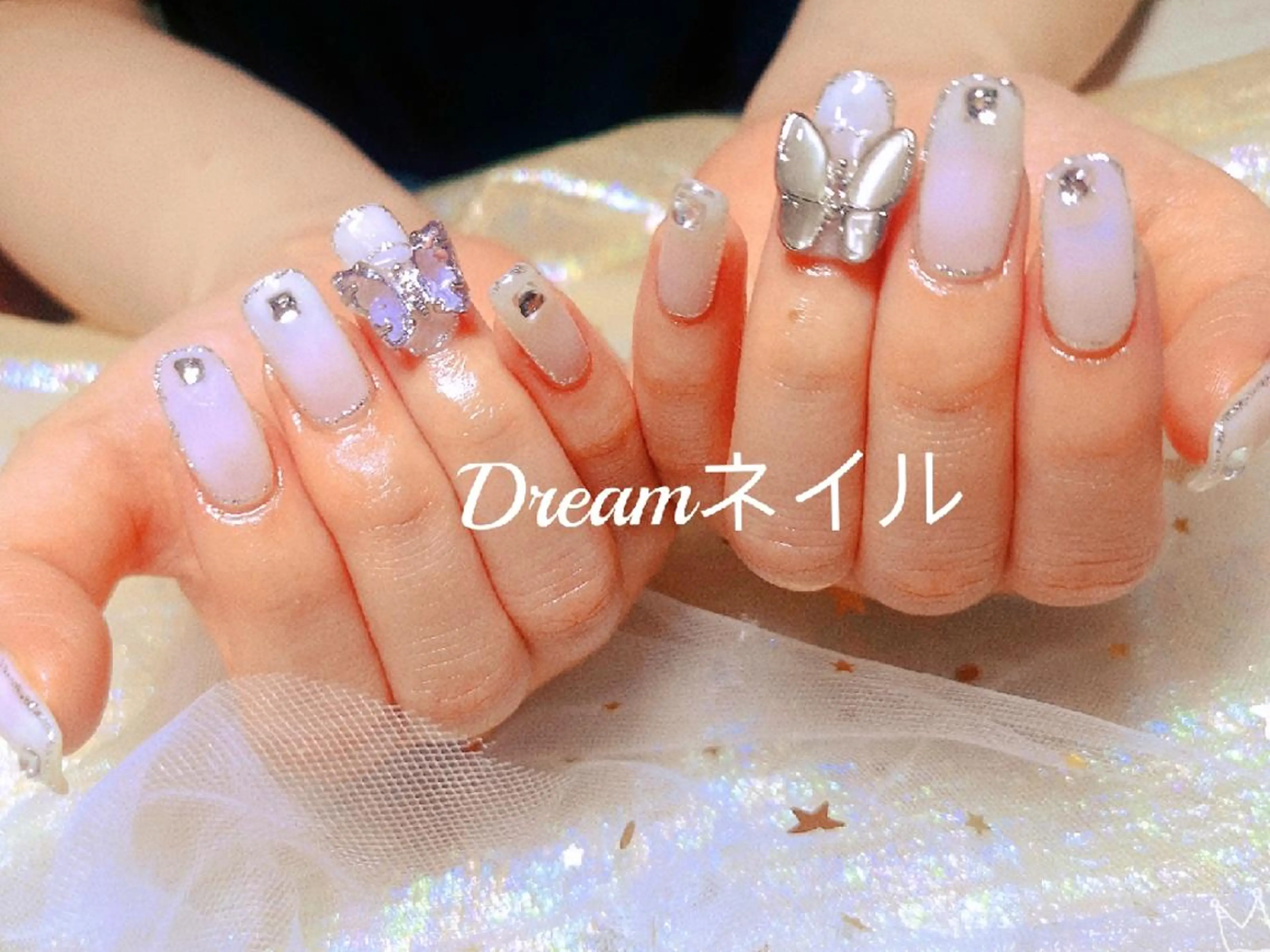 ネイル セミロング ハンドネイル ネイリストゆか💅 長さだし、深爪矯正のネイルデザイン